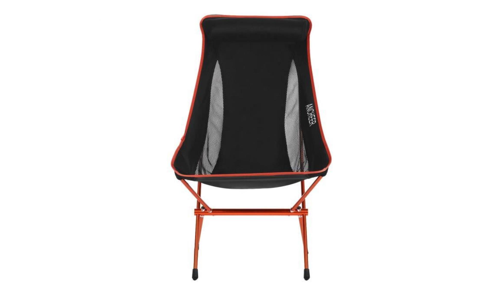 chaise de camping pliante orange ultra légère pas cher