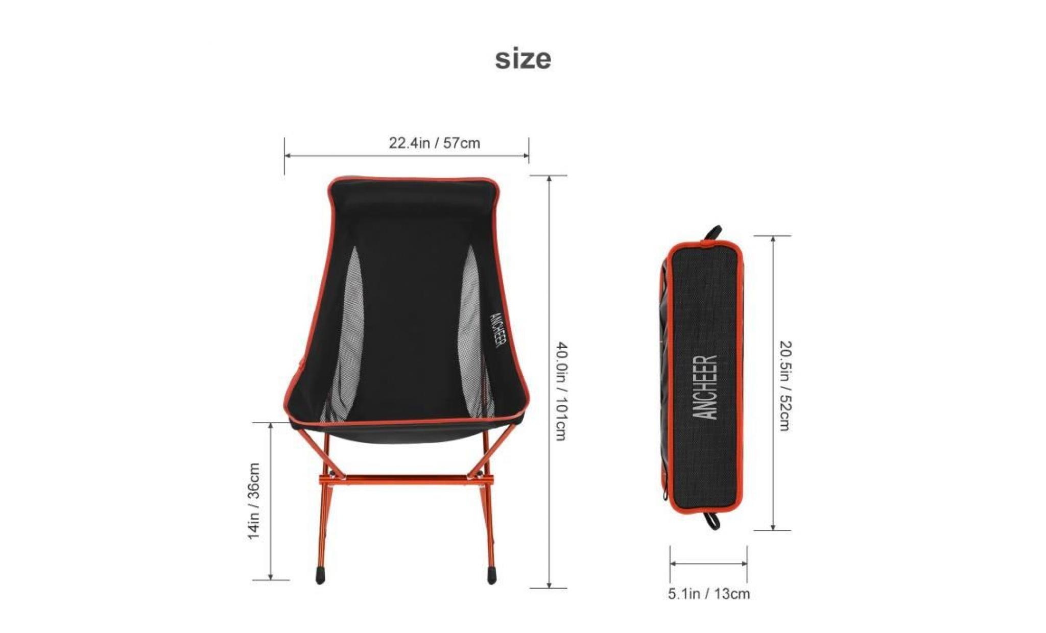 chaise de camping pliante orange ultra légère pas cher