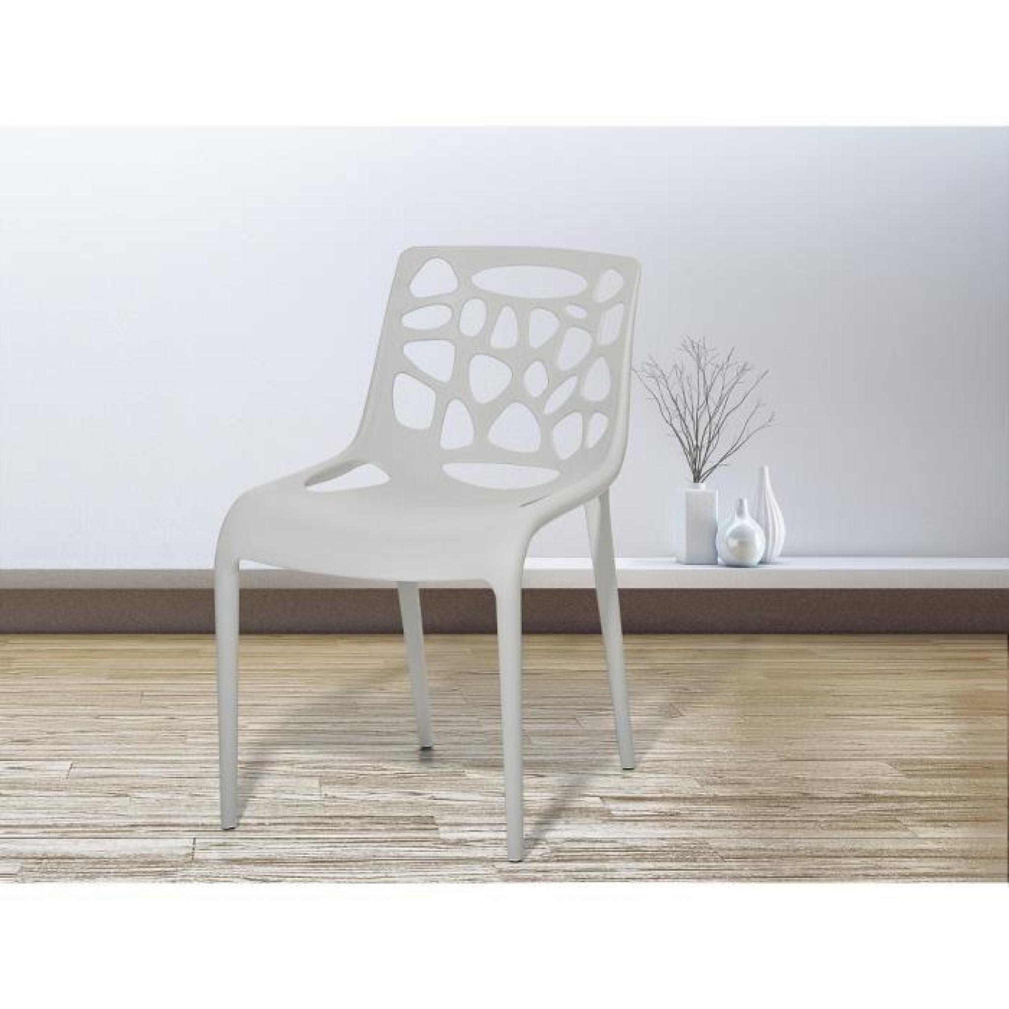 Chaise de jardin - Chaise en plastique gris clair - Morgan