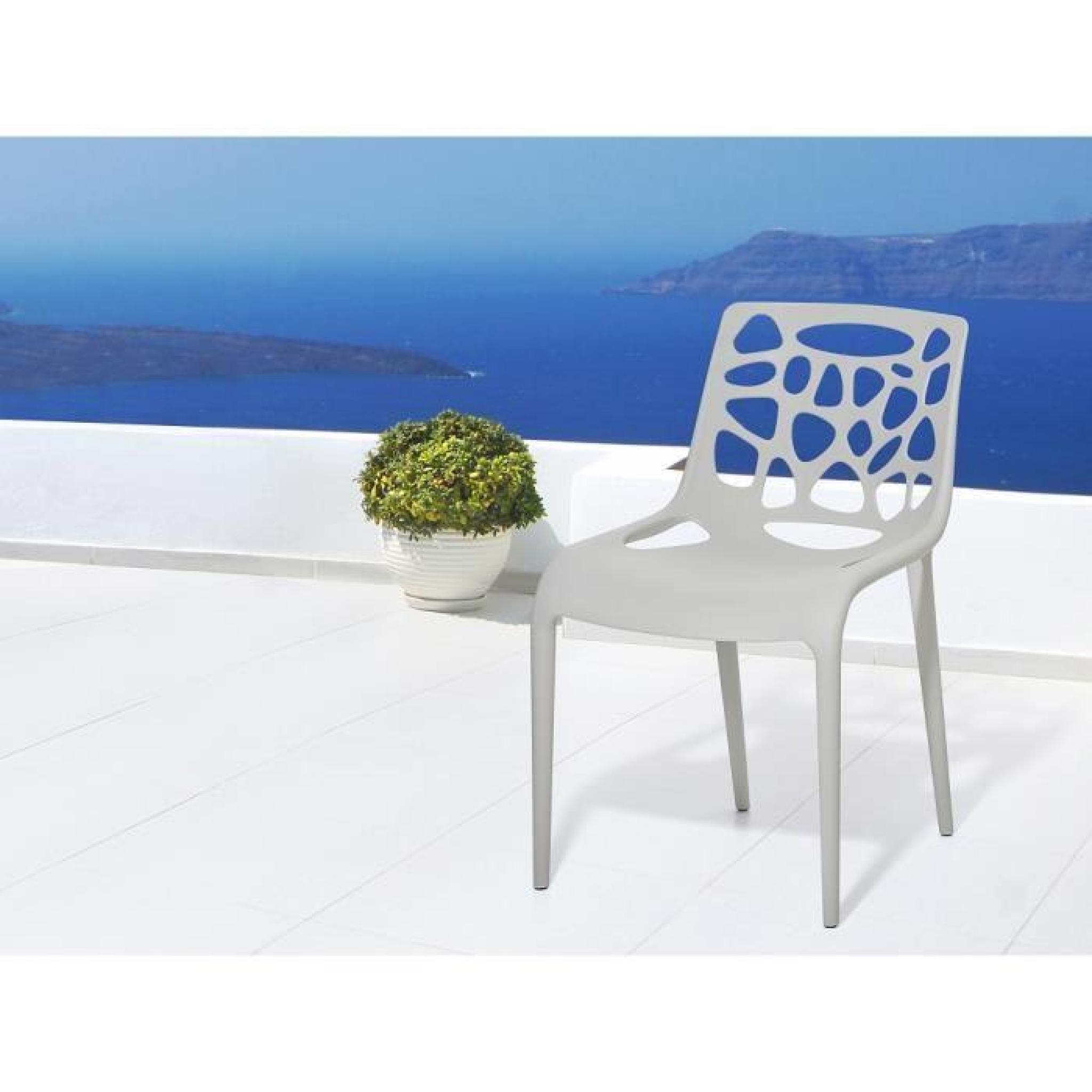 Chaise de jardin - Chaise en plastique gris clair - Morgan pas cher