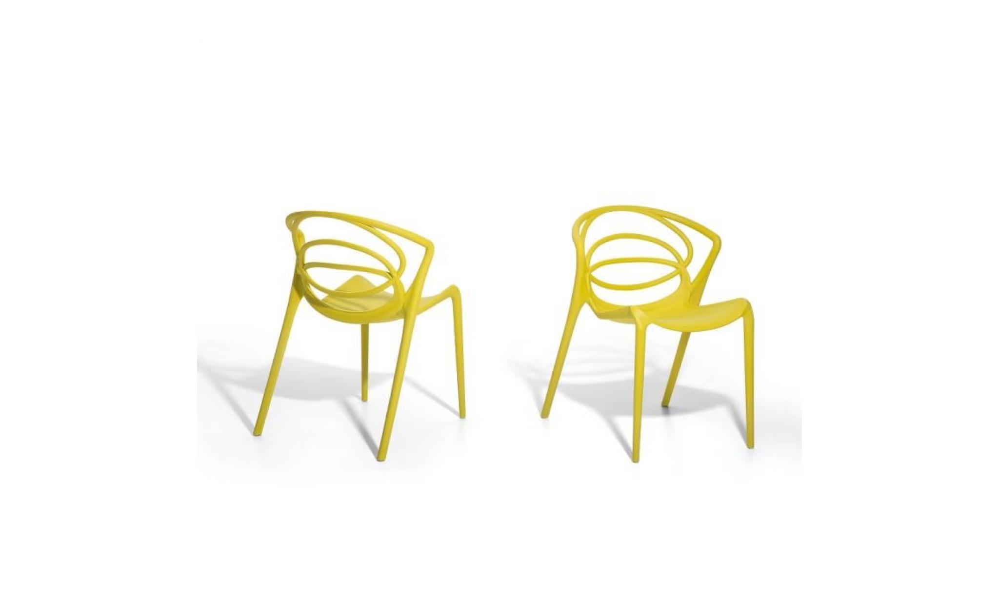 Chaise de jardin design - siège en plastique jaune - Bend pas cher