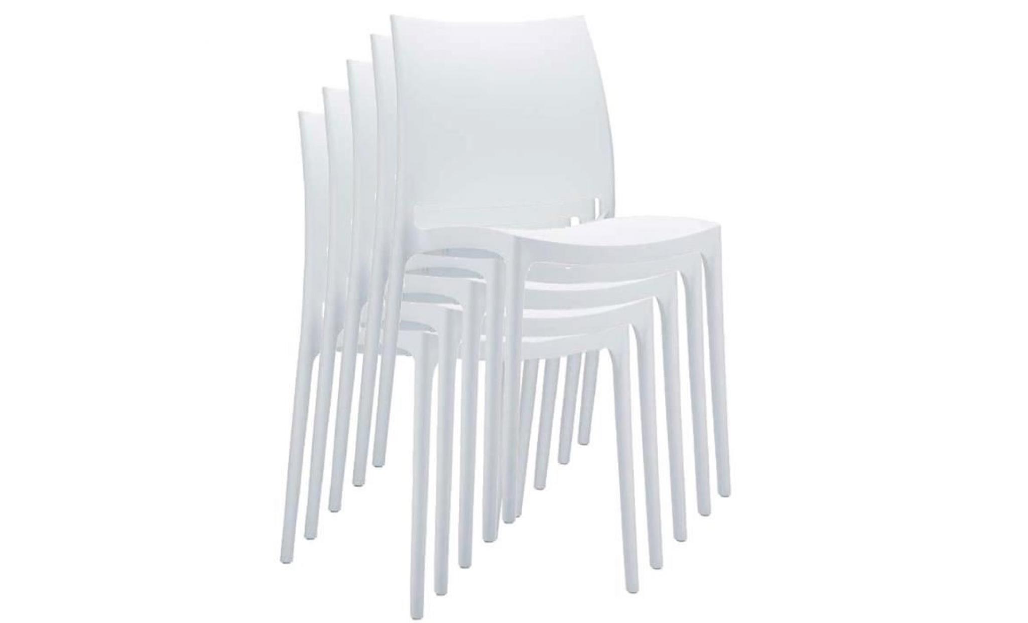 Chaise de jardin empilable en plastique blanc, Dim : H84 x P53 x L57 cm pas cher