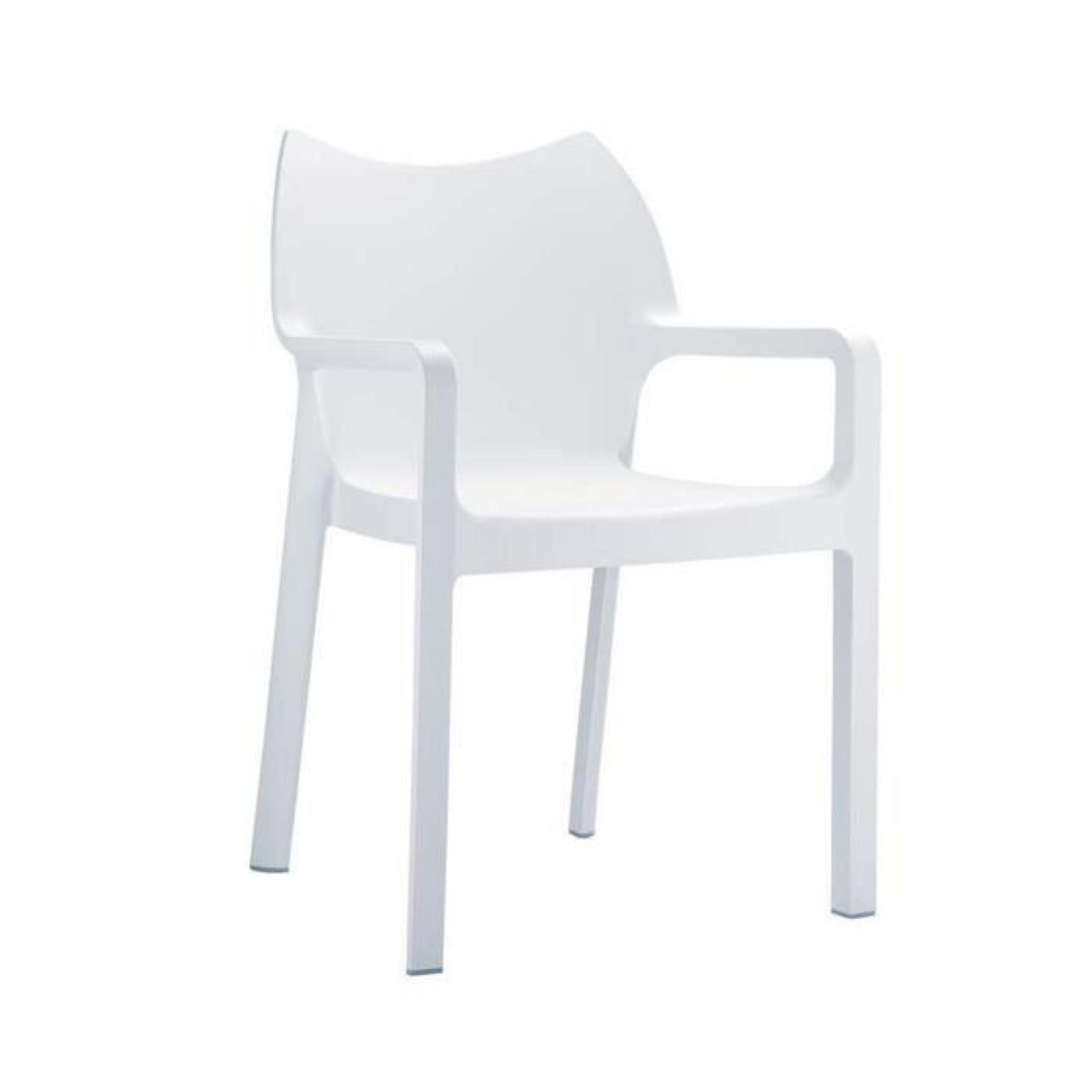 Chaise de jardin empilable en plastique blanc, Dim : H84 x P53 x L57 cm