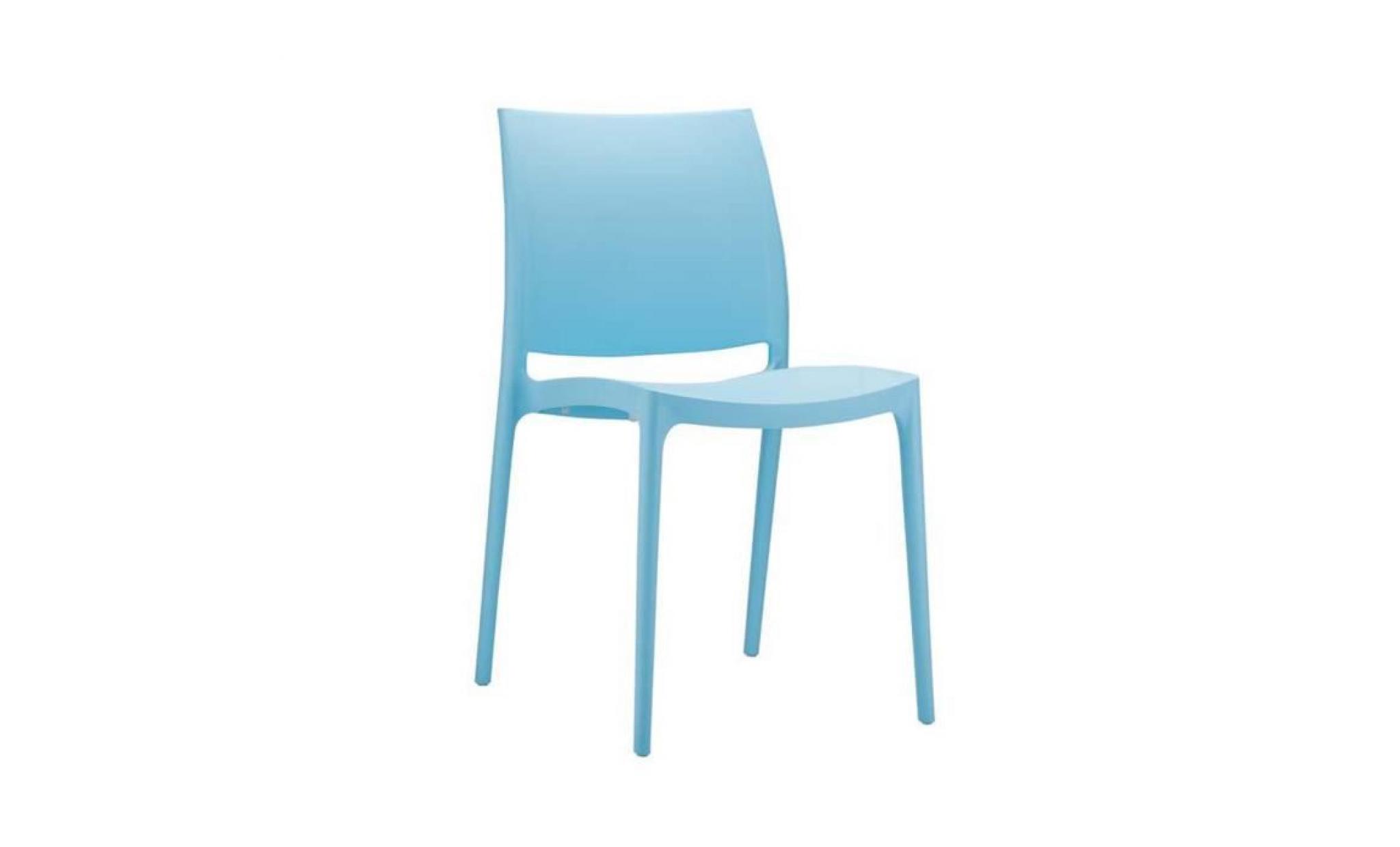 chaise de jardin empilable en plastique bleu clair   81 x 44 x 50 cm