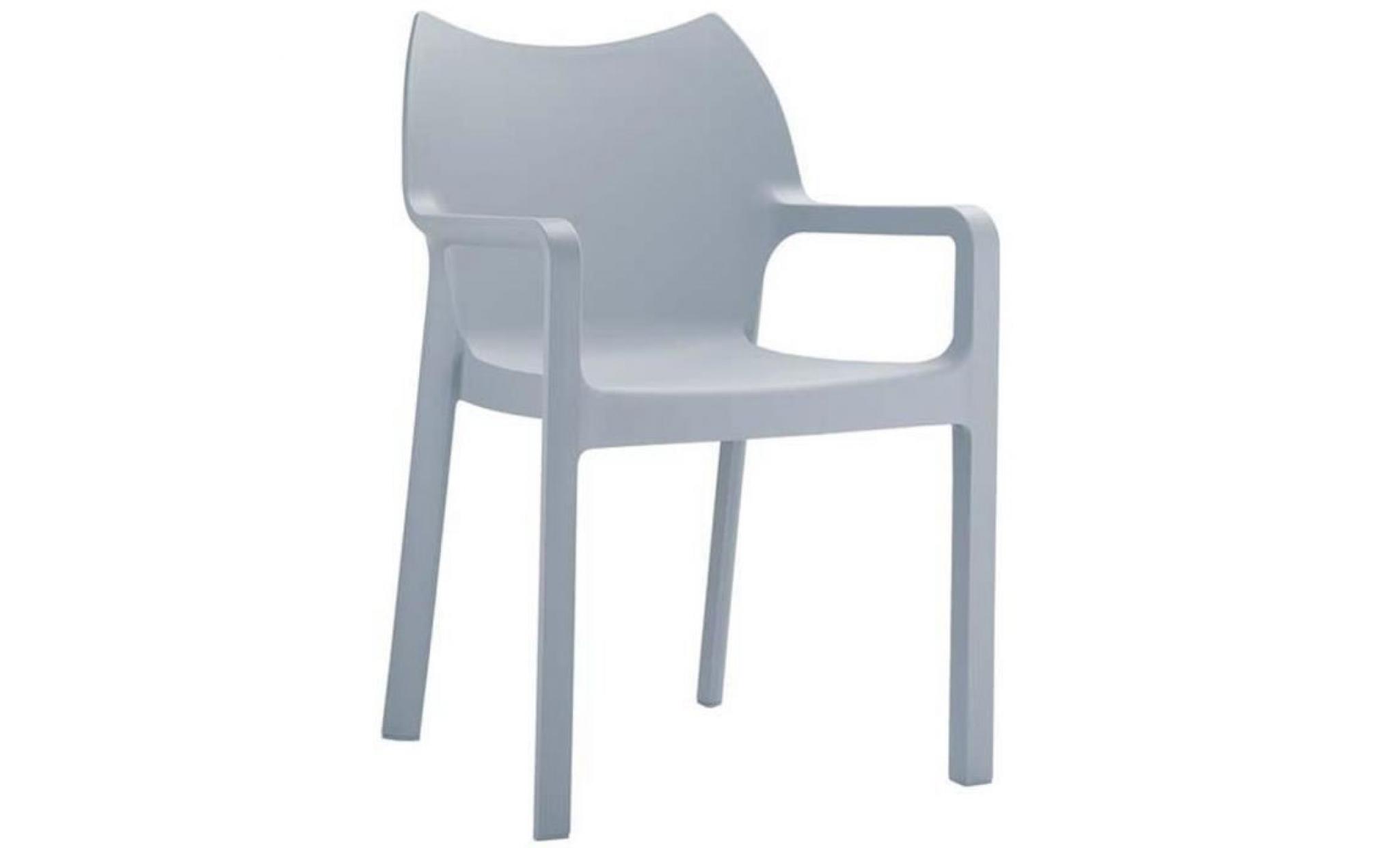 Chaise de jardin empilable en plastique gris clair, Dim : H81 x P50 x L44 cm