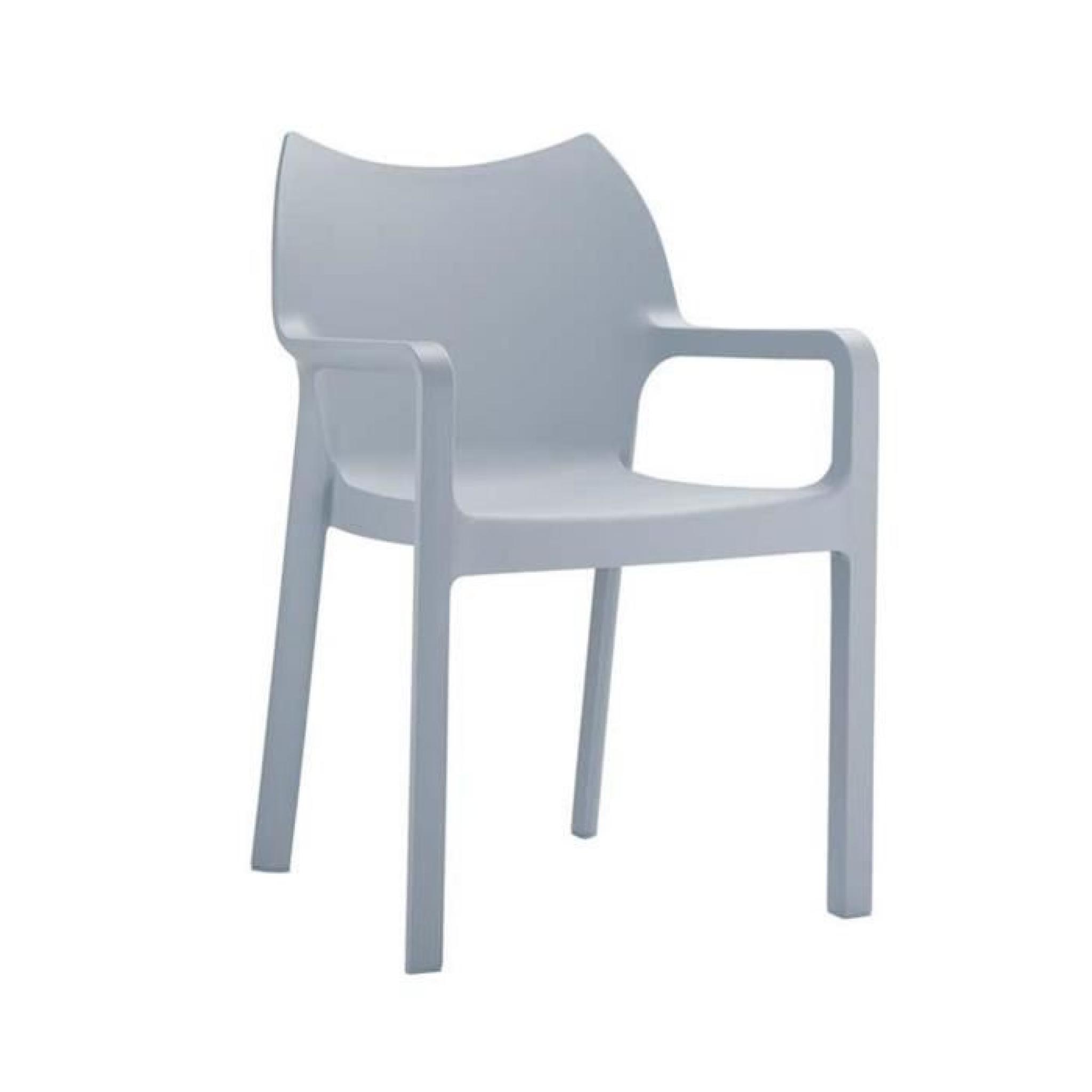 Chaise de jardin empilable en plastique gris clair - H84 x P53 x L57 cm