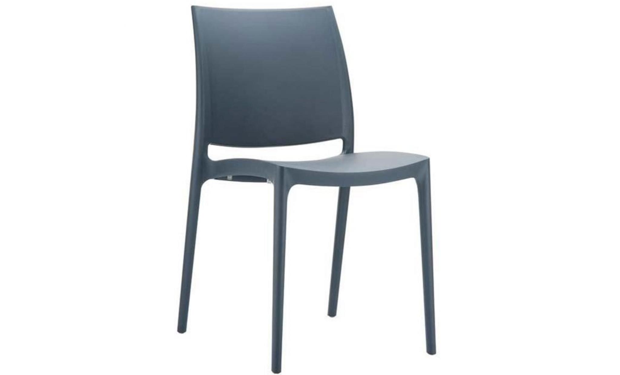 Chaise de jardin empilable en plastique gris foncé, Dim : H81 x P50 x L44 cm