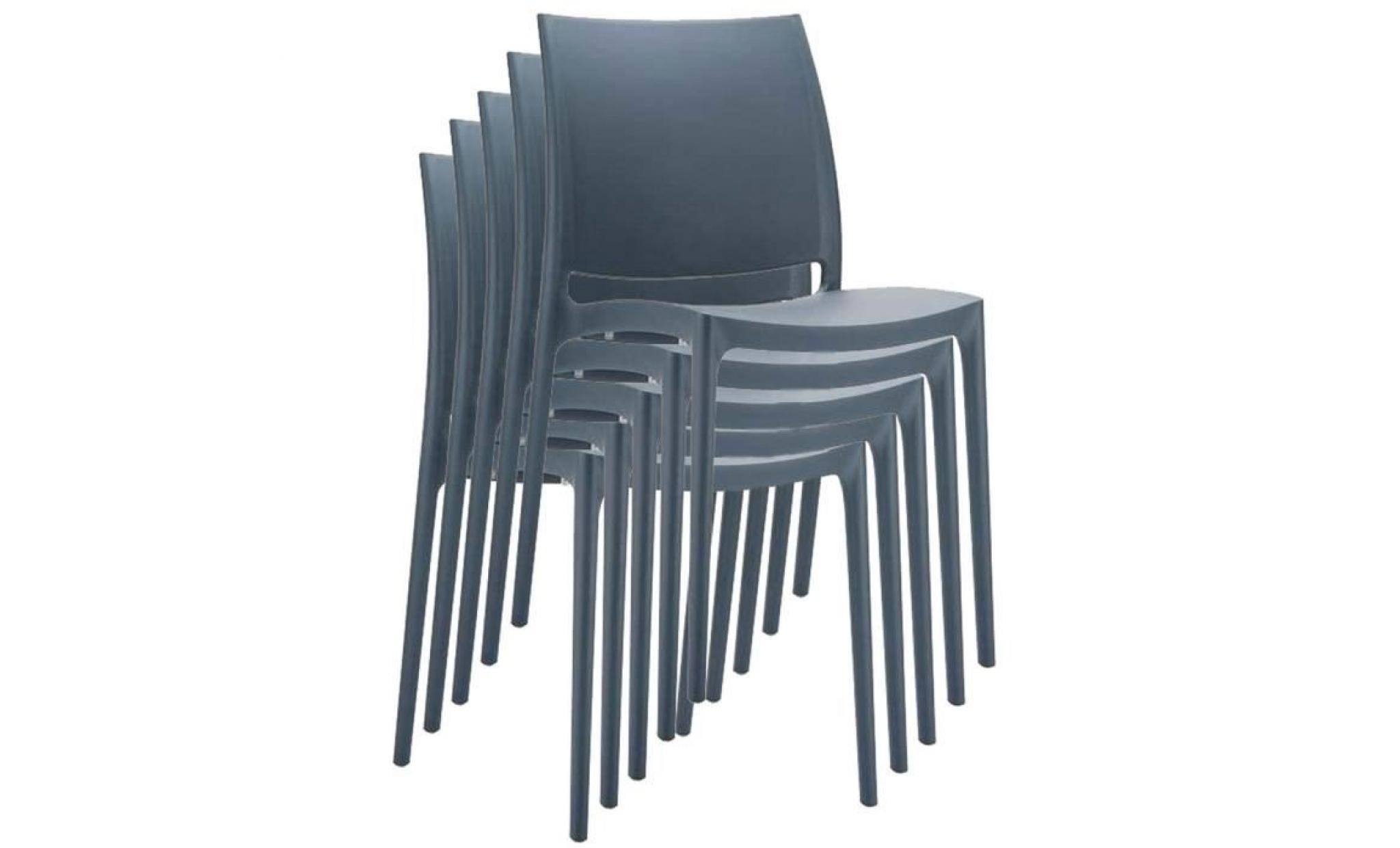 Chaise de jardin empilable en plastique gris foncé, Dim : H81 x P50 x L44 cm pas cher