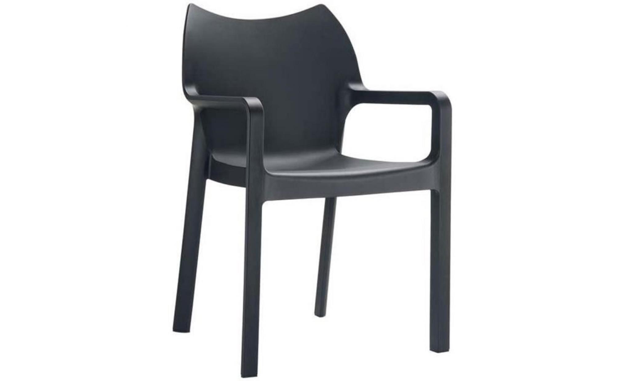 chaise de jardin empilable en plastique noir, dim : h84 x p53 x l57 cm