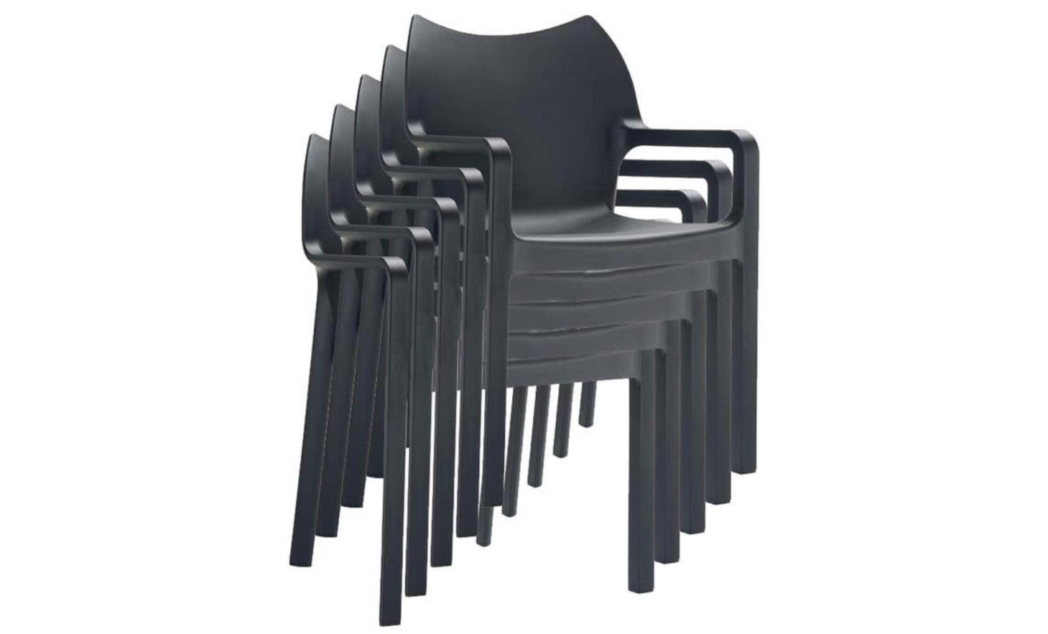 chaise de jardin empilable en plastique noir, dim : h84 x p53 x l57 cm pas cher