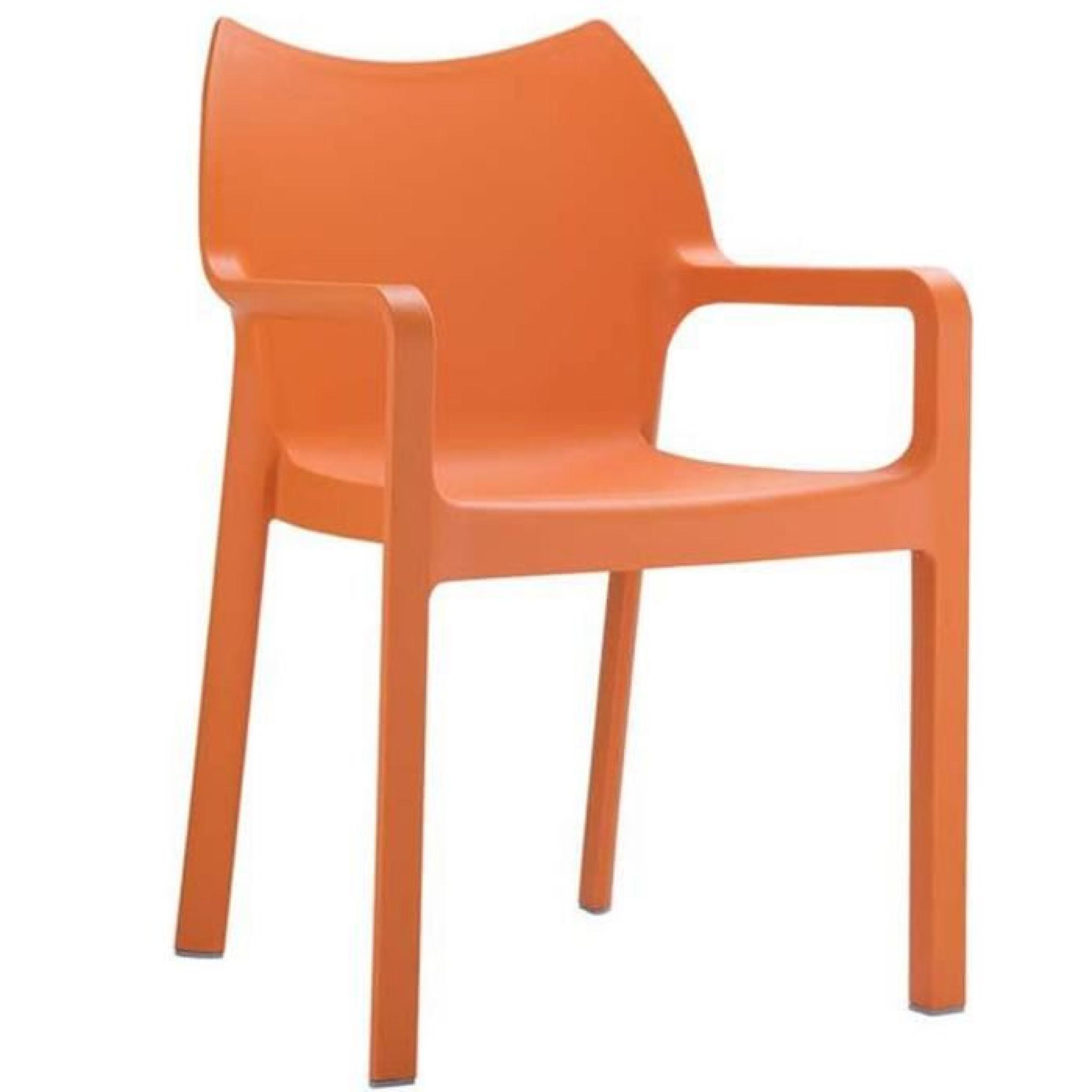 Chaise de jardin empilable en plastique orange, Dim : H84 x P53 x L57 cm
