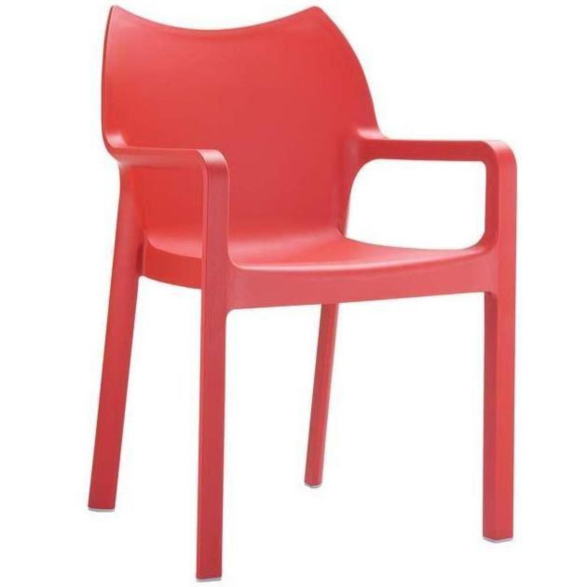 Chaise de jardin empilable en plastique, rouge