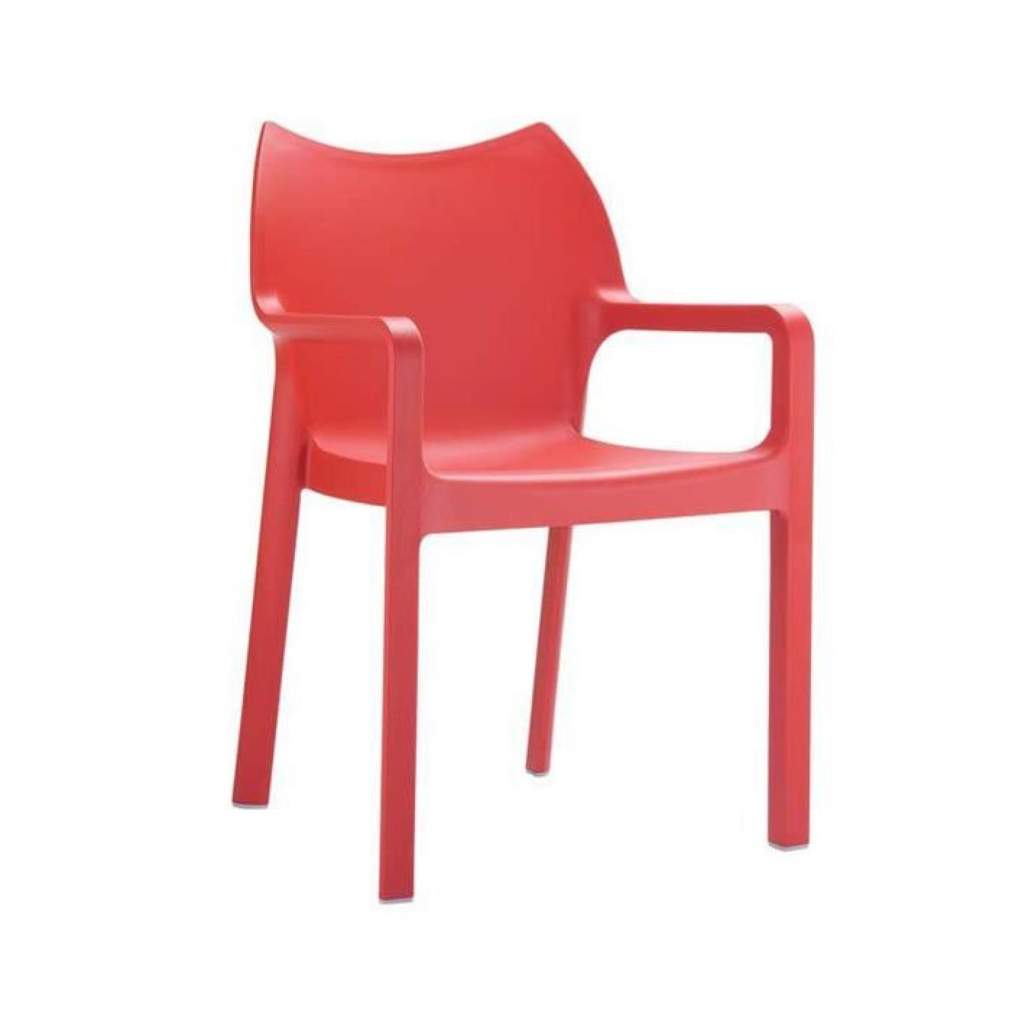 Chaise de jardin empilable en plastique rouge - H84 x P53 x L57 cm