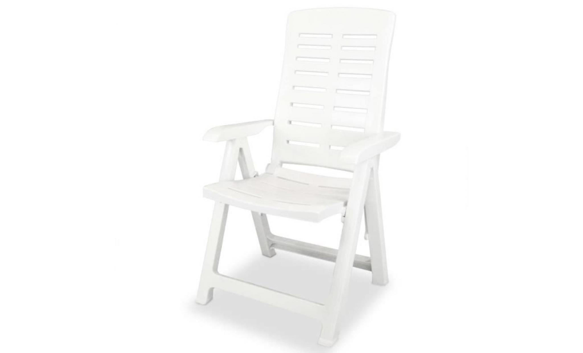 chaise de jardin inclinable sièges d'extérieur 4 pcs 60x61x108 cm plastique blanc pas cher