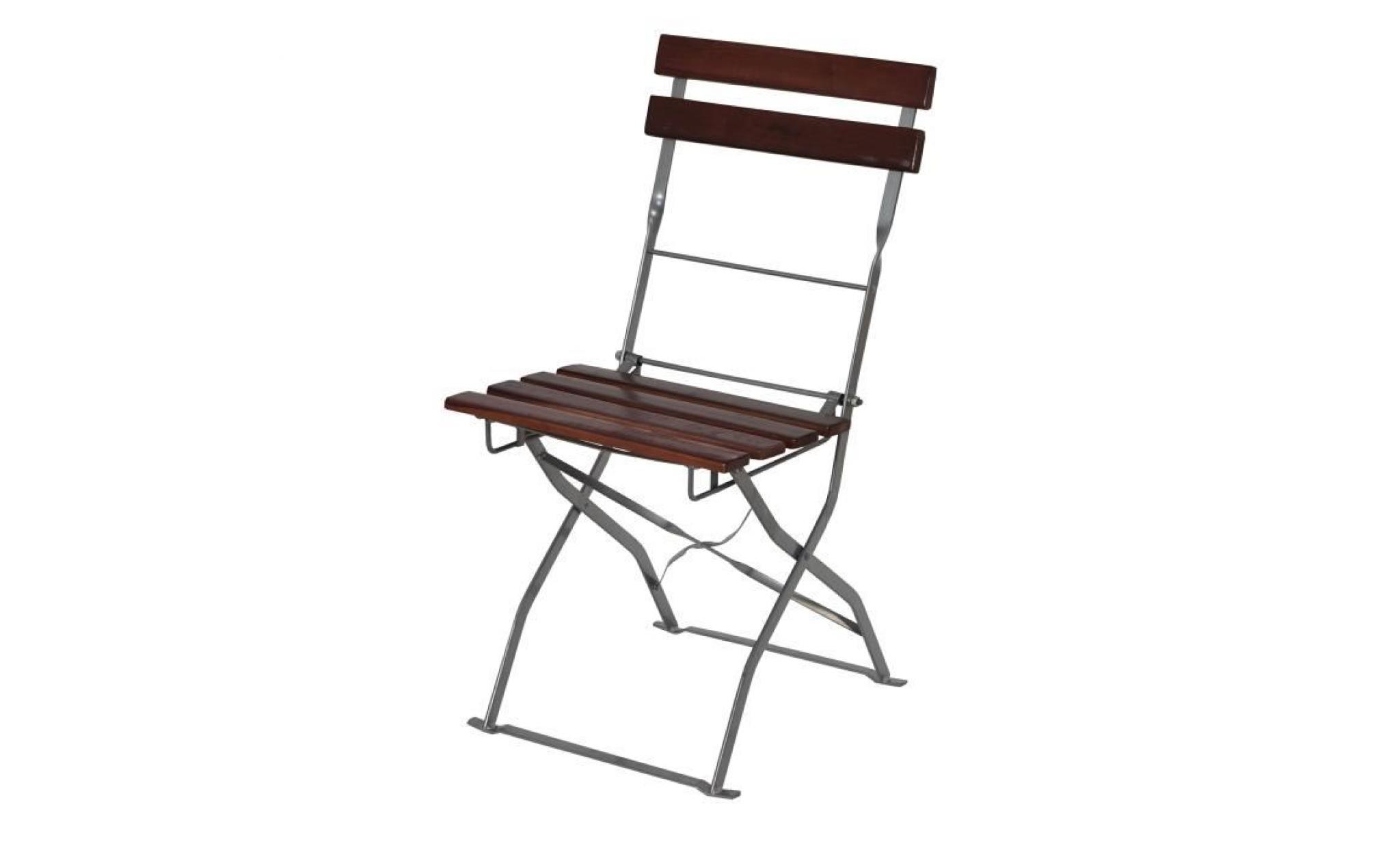 chaise de jardin ou de brasserie berlin, lot de 4, pliable, bois huilé,120x60x70cm ~ brun foncé. pas cher