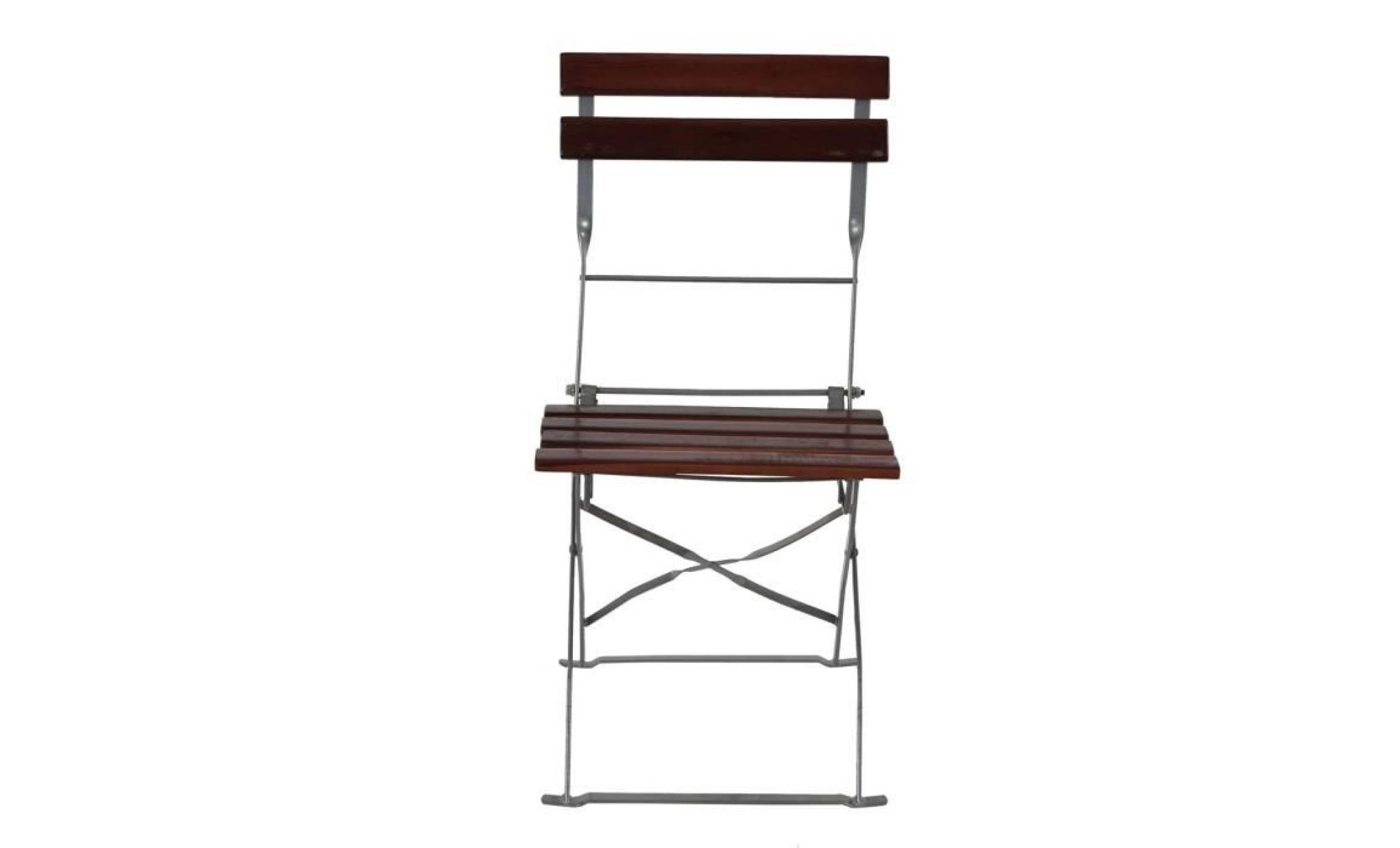 chaise de jardin ou de brasserie berlin, lot de 4, pliable, bois huilé,120x60x70cm ~ brun foncé. pas cher