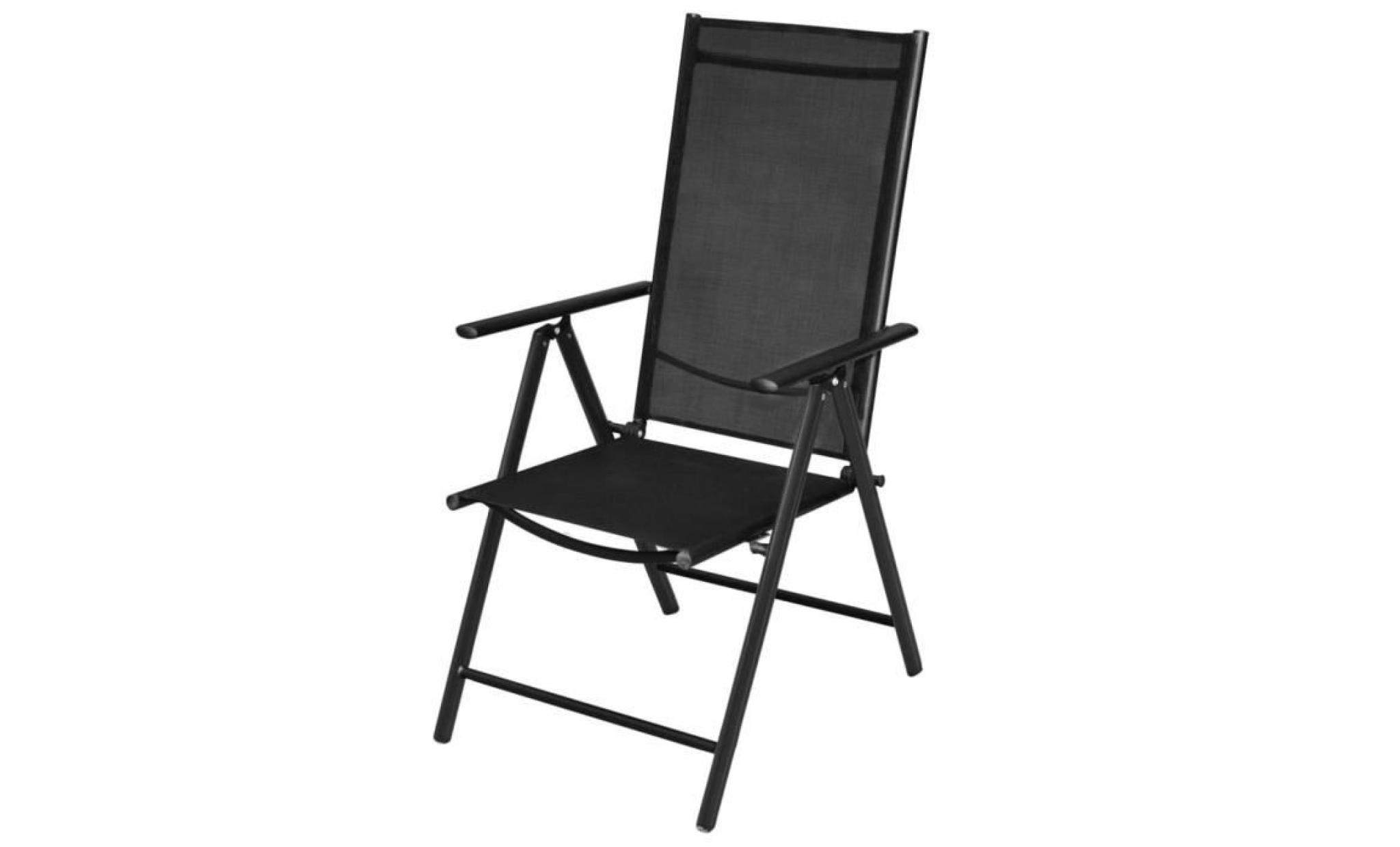 chaise de jardin pliable 2 pcs en aluminium noir pas cher