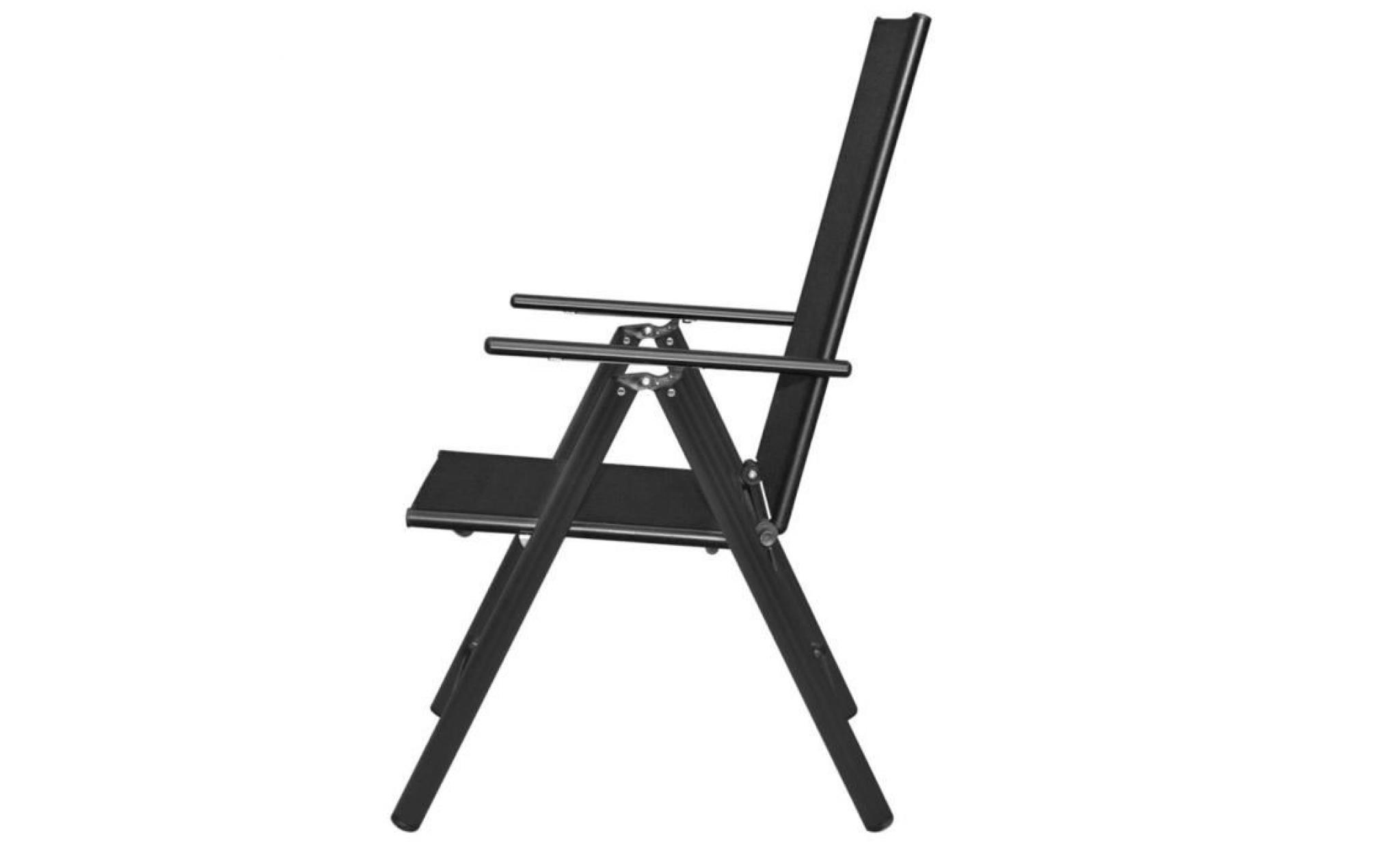 chaise de jardin pliable 2 pcs en aluminium noir noir pas cher