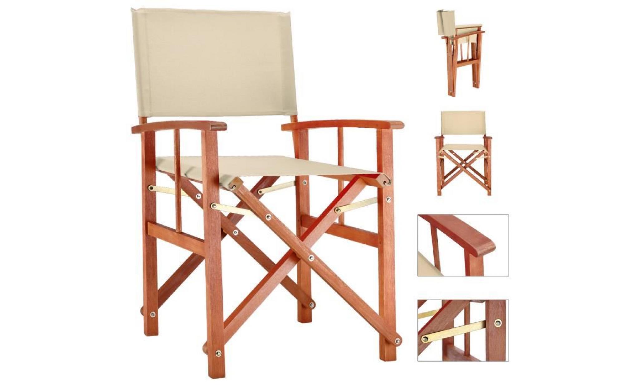 deuba | chaise de jardin « cannes » | beige | pliable • bois d'eucalyptus certifié fsc® • design régisseur | fauteuil