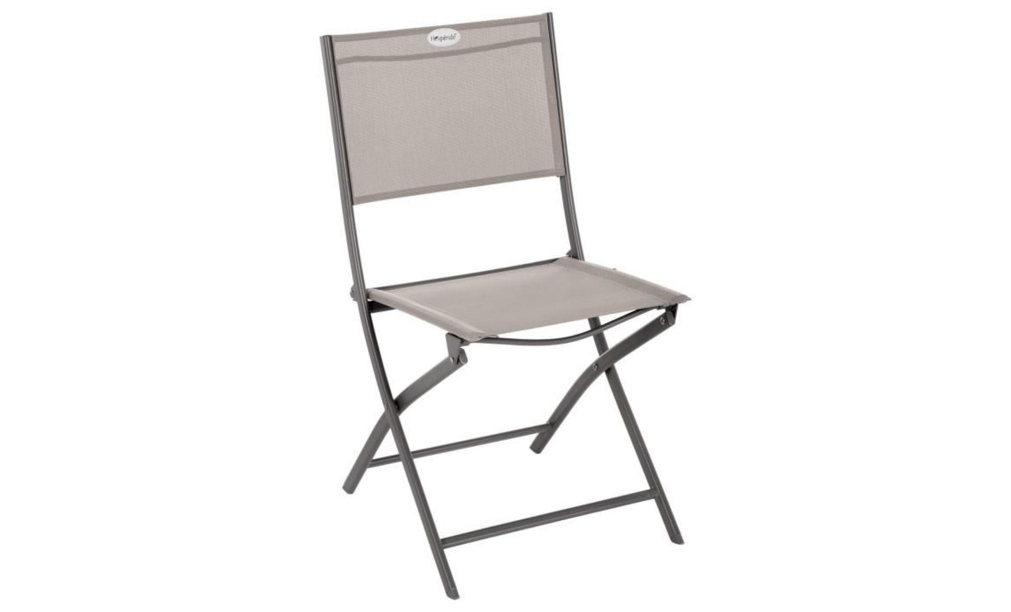 chaise de jardin pliable modula   acier et polyester   taupe et gris