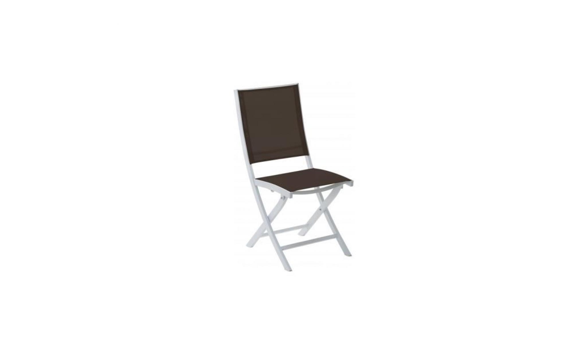 chaise de jardin pliante aluminium blanc textilène chocolat