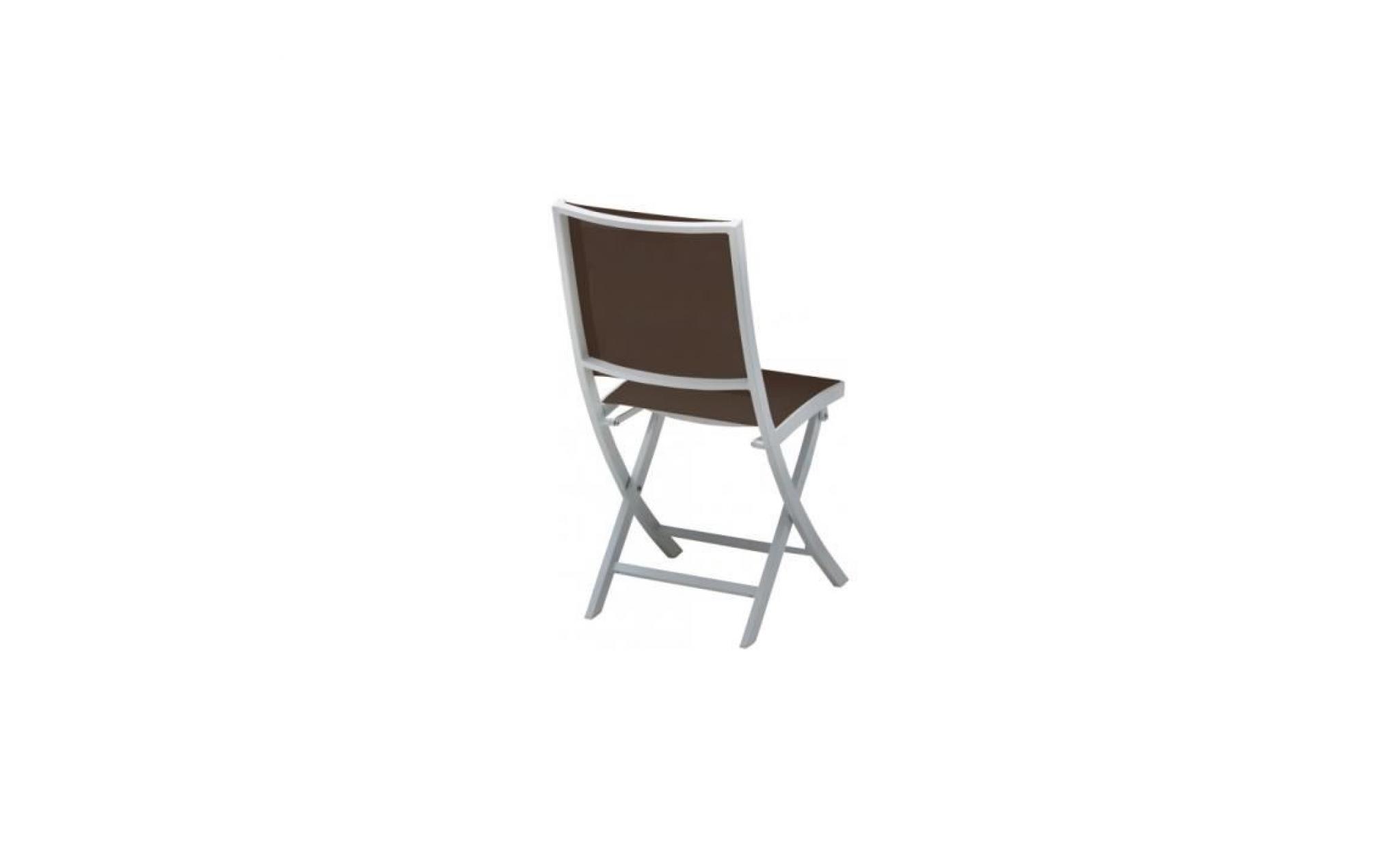 Chaise de jardin pliante aluminium blanc textilène écru pas cher