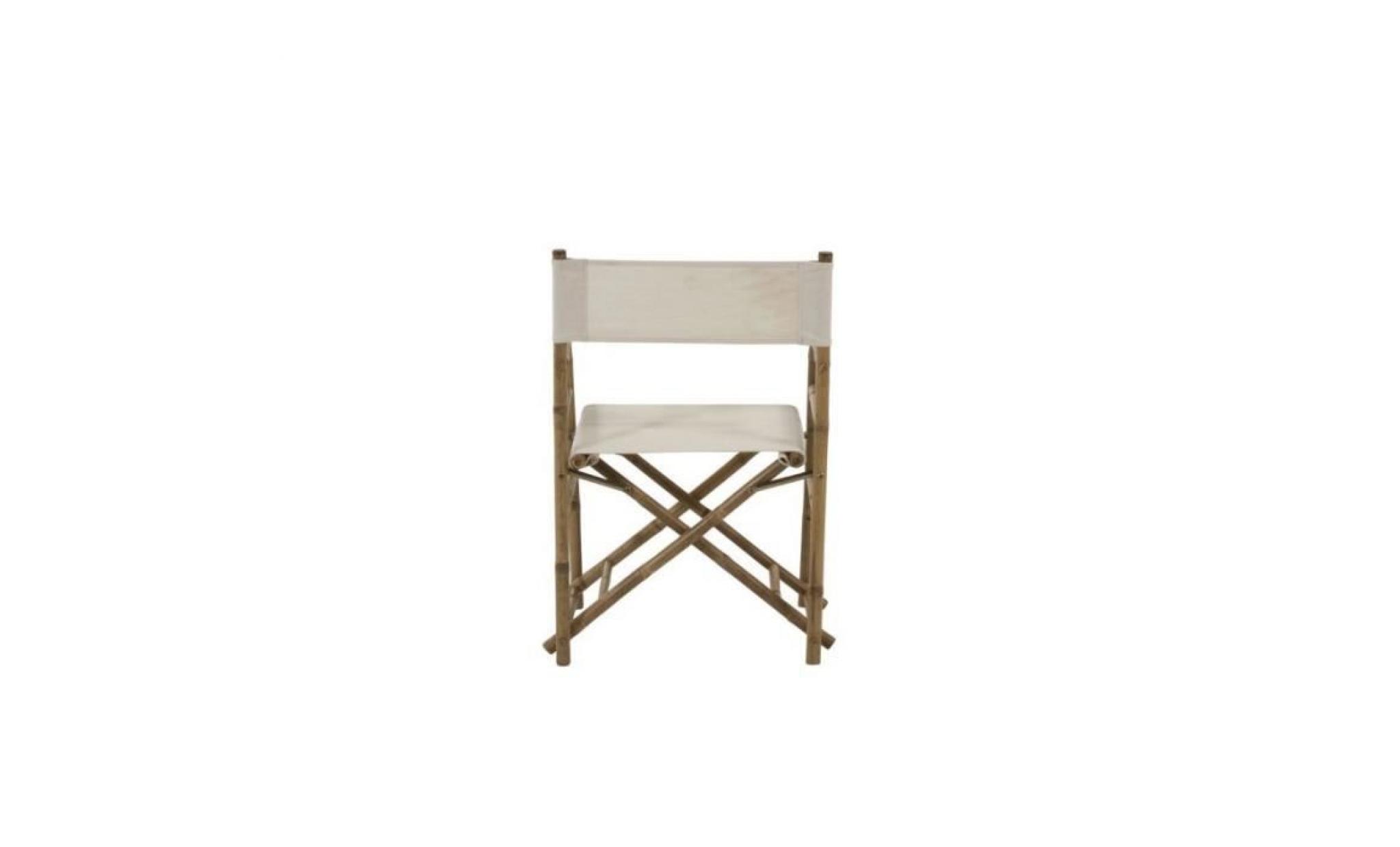chaise de jardin pliante avec accoudoirs en bambou et tissu blanc 0,000000 pas cher