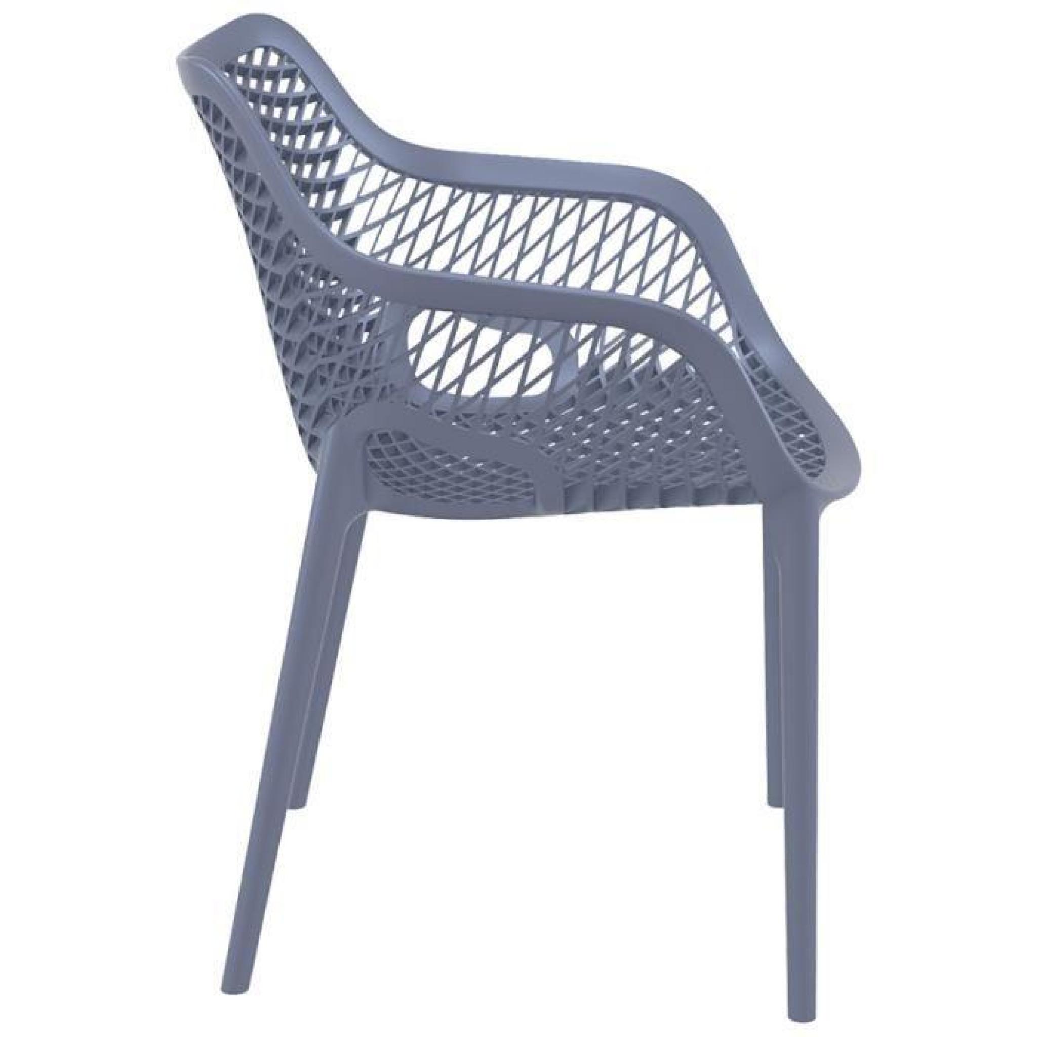 Chaise de jardin / terrasse 'SISTER' grise foncée en matière plastique pas cher