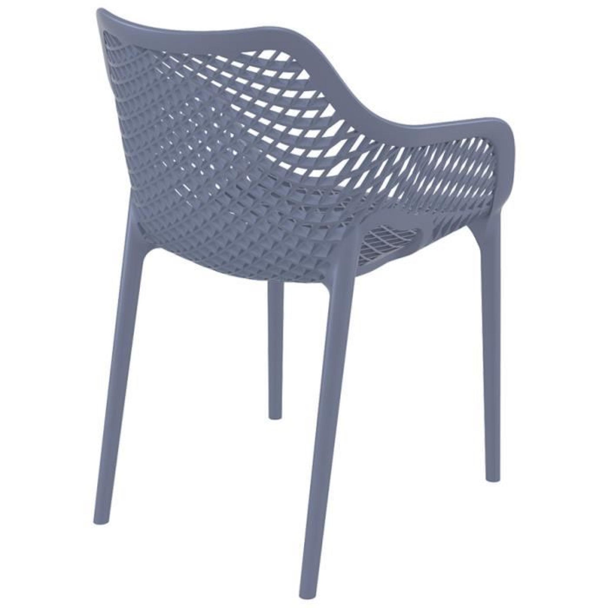 Chaise de jardin / terrasse 'SISTER' grise foncée en matière plastique pas cher