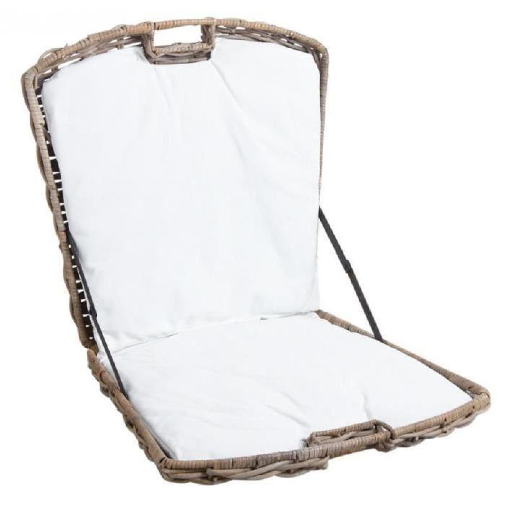 Chaise de plage en poelet avec coussin, 55 x 52