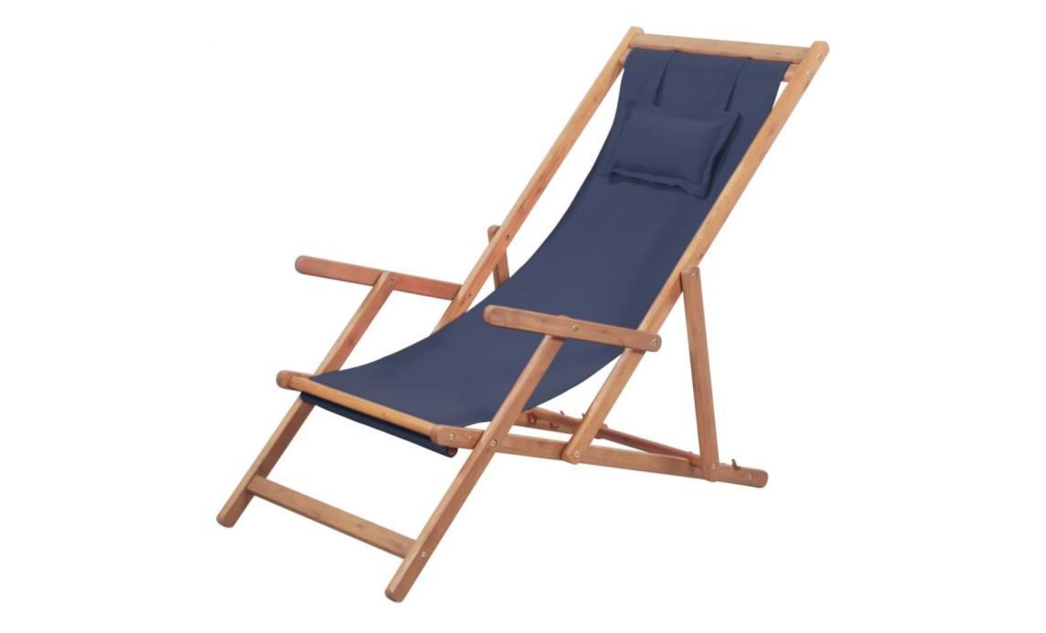 chaise de plage pliante tissu bleu   43996
