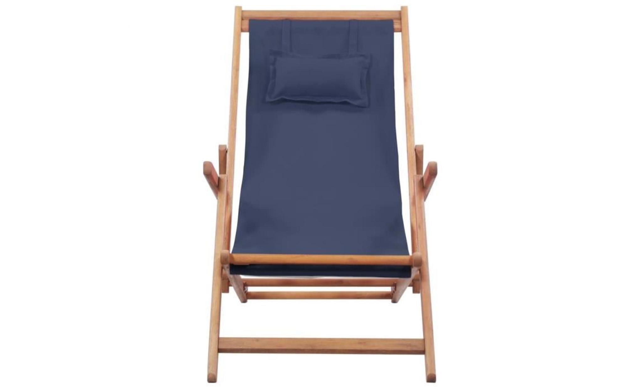 chaise de plage pliante tissu bleu   43996 pas cher