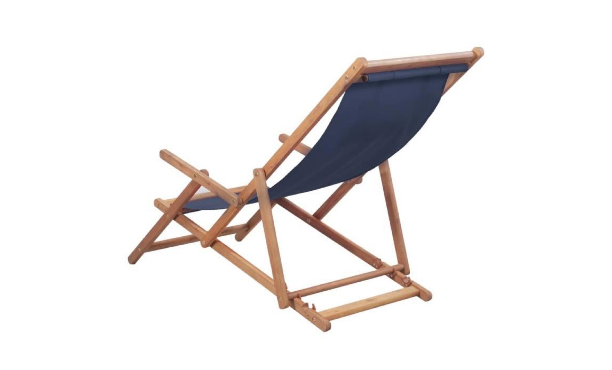 chaise de plage pliante tissu bleu   43996 pas cher