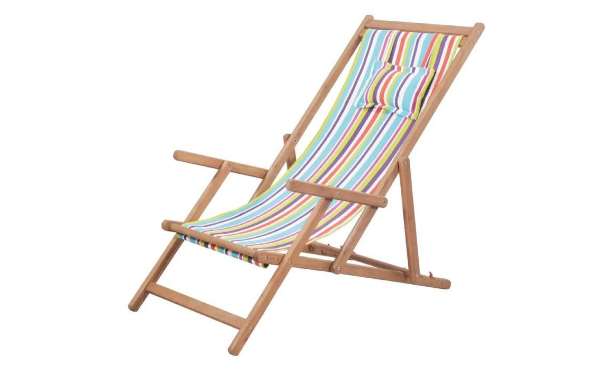 chaise de plage pliante tissu multicolore   43998