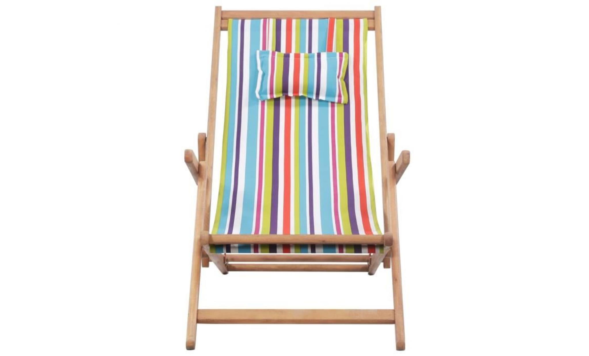 chaise de plage pliante tissu multicolore   43998 pas cher