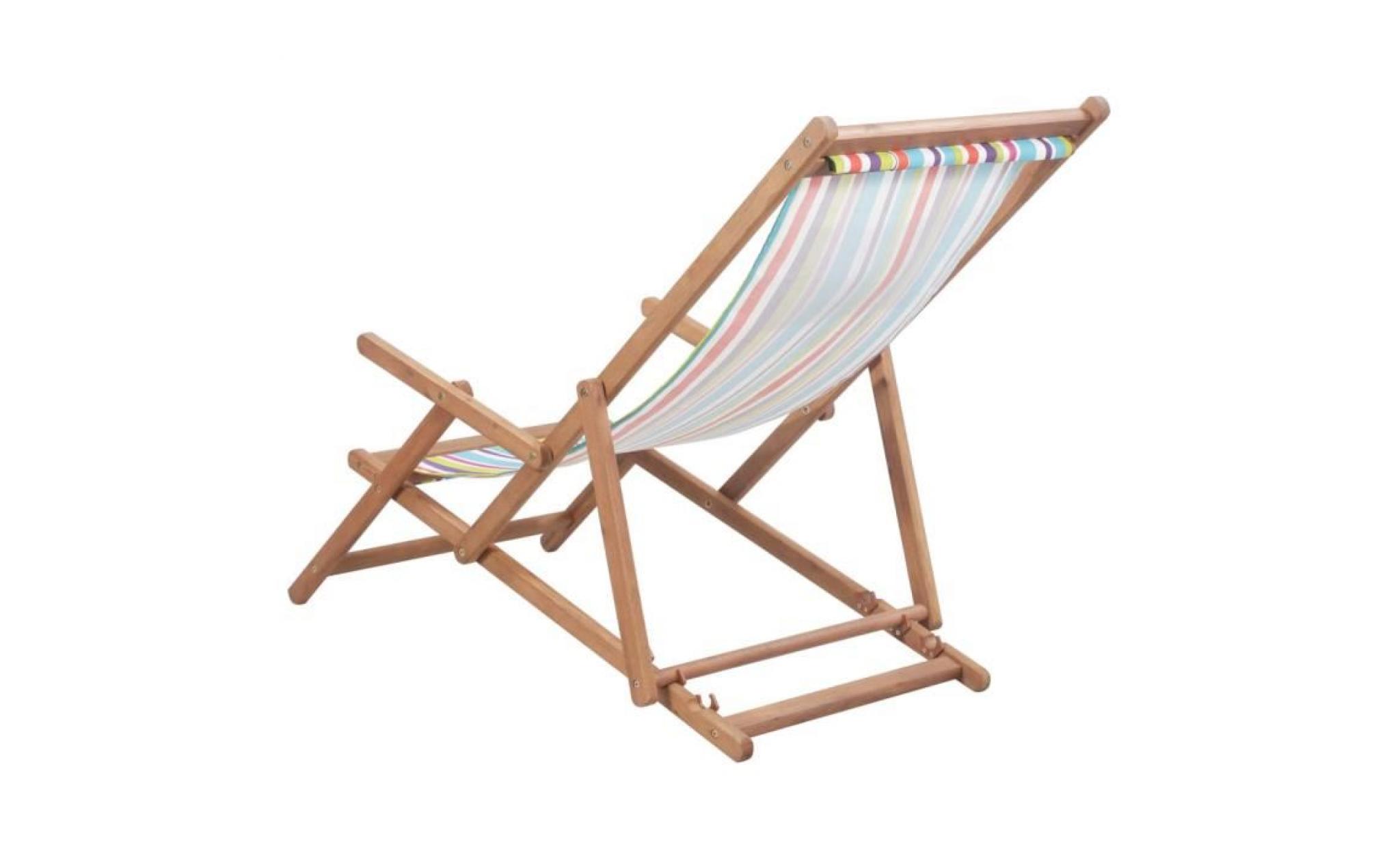 chaise de plage pliante tissu multicolore   43998 pas cher