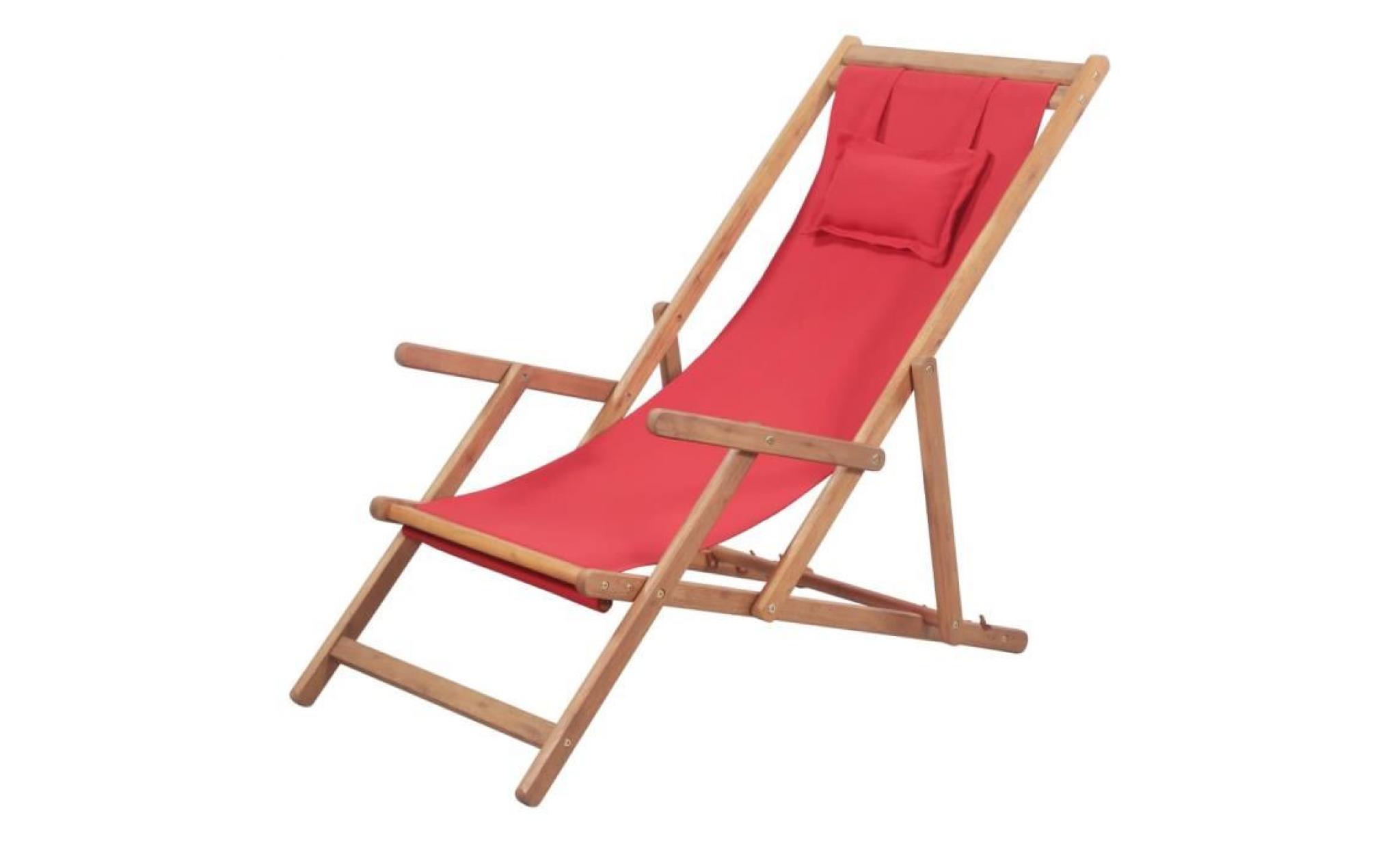 chaise de plage pliante tissu rouge   43995
