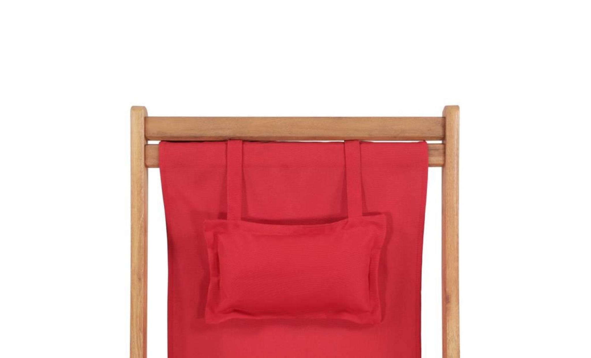 chaise de plage pliante tissu rouge   43995 pas cher