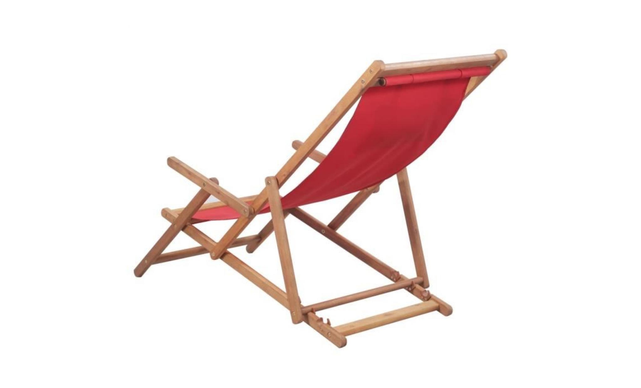 chaise de plage pliante tissu rouge   43995 pas cher