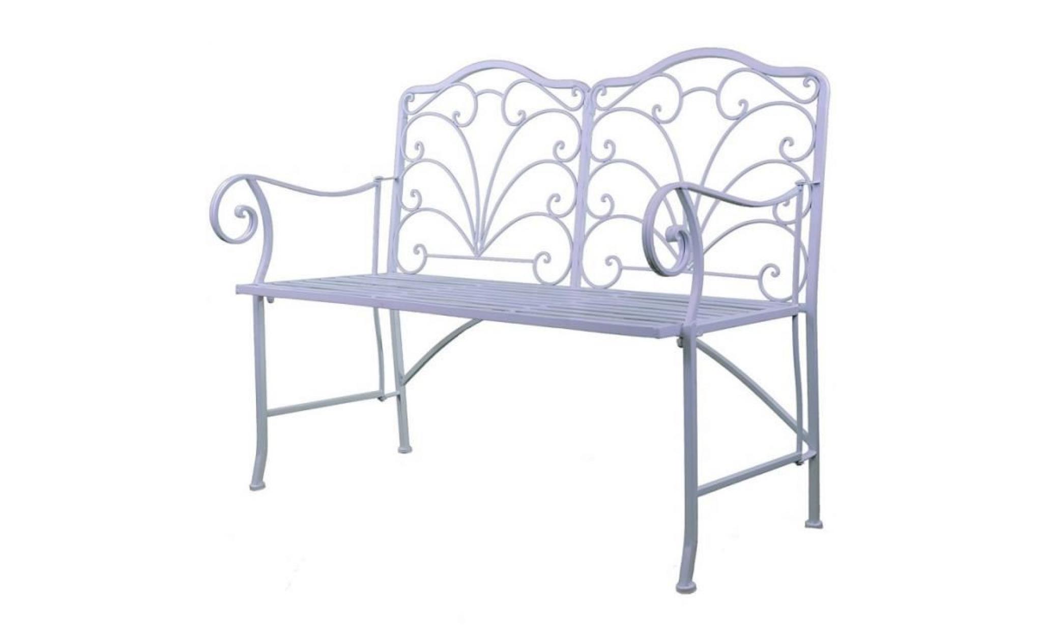 chaise double banc pliable banquette de jardin en fer blanc assise 2 places 52x92x111cm