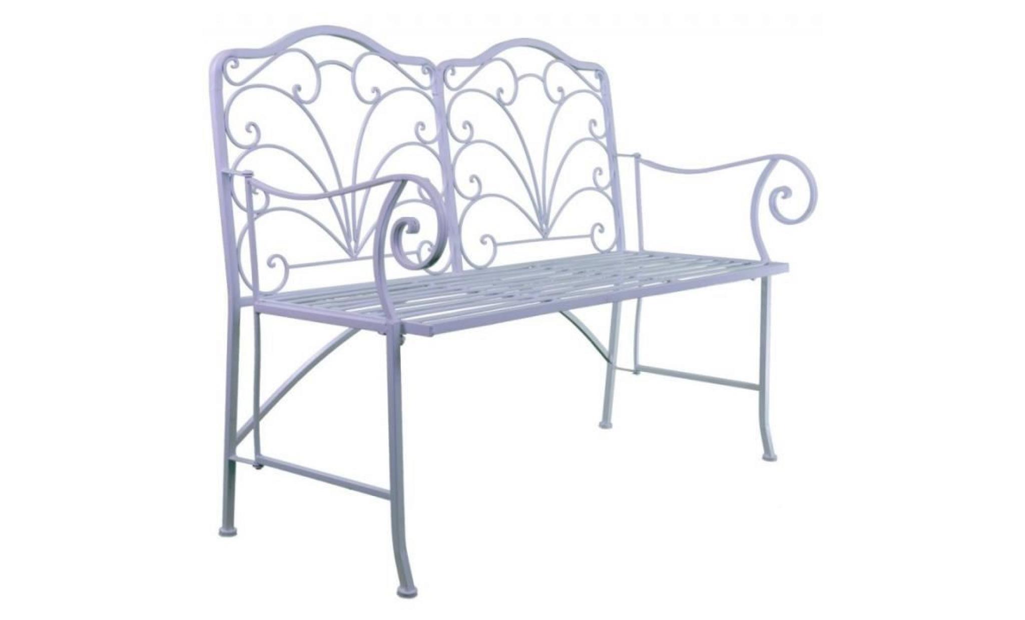 chaise double banc pliable banquette de jardin en fer blanc assise 2 places 52x92x111cm pas cher