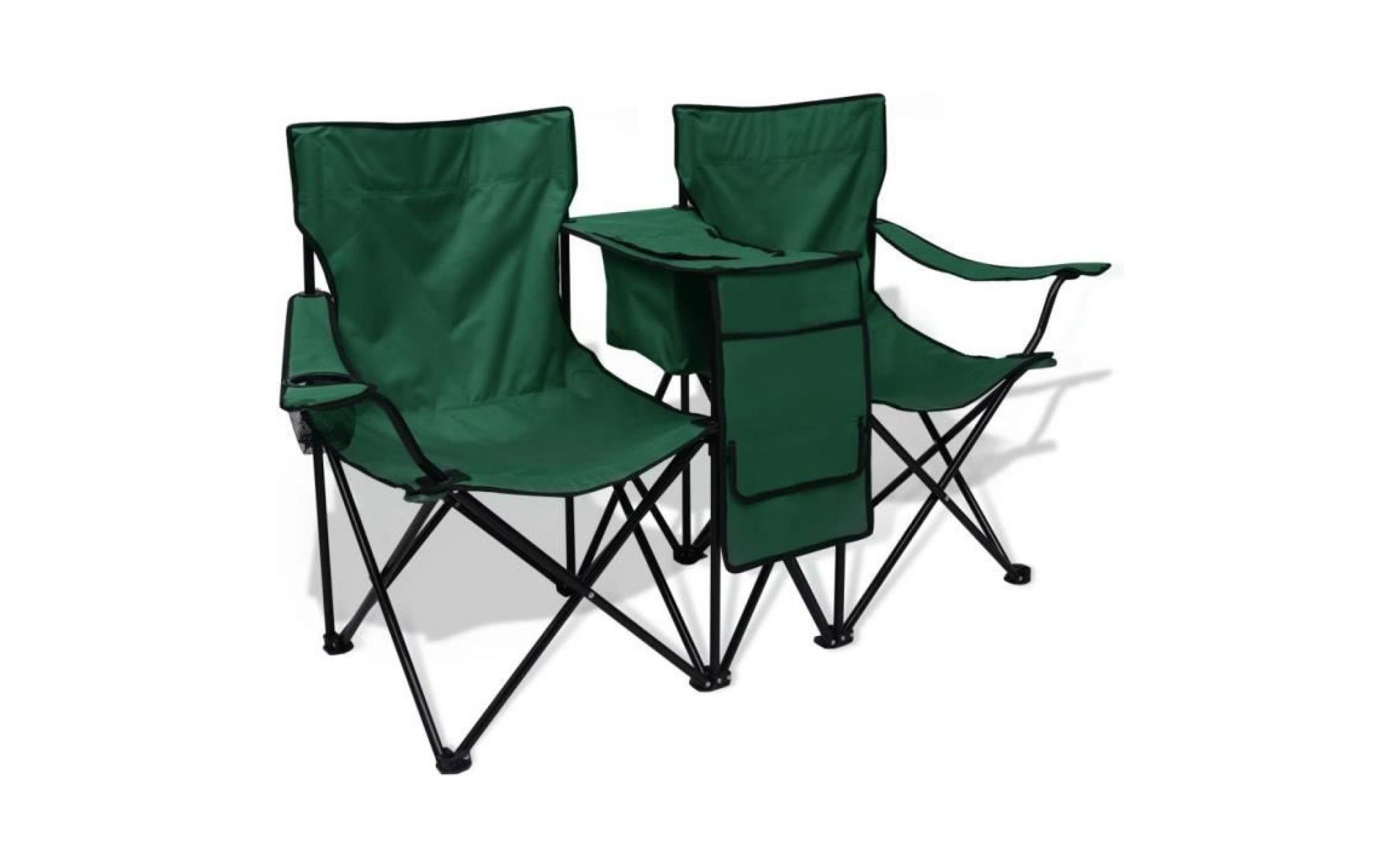 chaise double de camping pliable tissu 600d cadre en acier 155 x 47 x 84 cm bleu