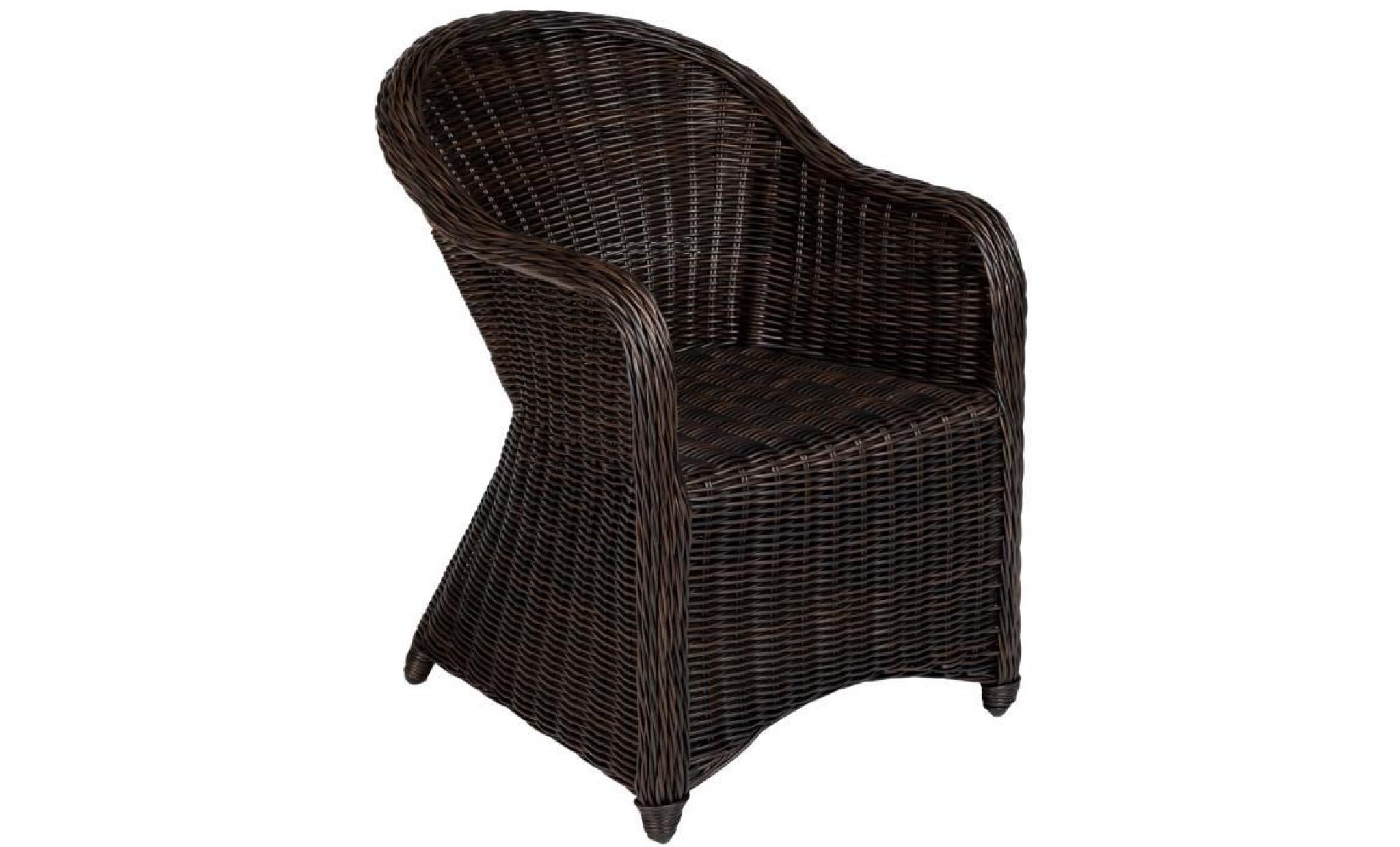 chaise fauteuil de jardin de salon en résine tressée aluminium avec coussin 71 cm x 60 cm x 84 cm marron chocolat tectake pas cher
