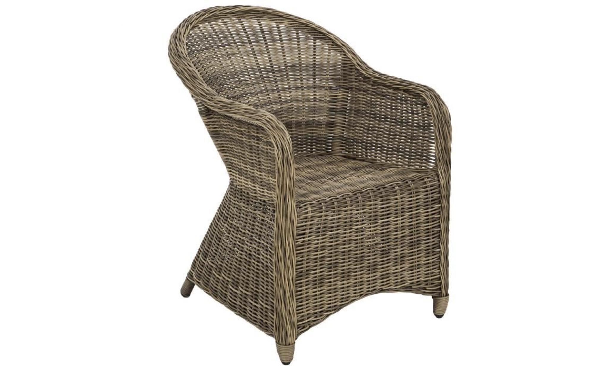 chaise fauteuil de jardin de salon en résine tressée aluminium avec coussin 71 cm x 60 cm x 84 cm marron tectake pas cher