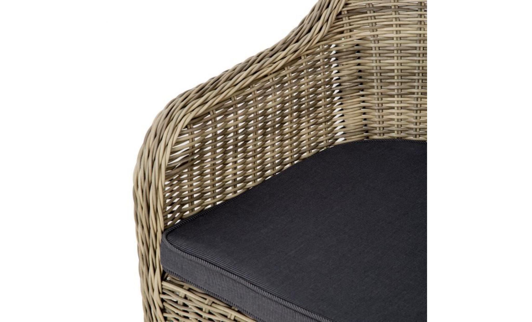 chaise fauteuil de jardin de salon en résine tressée aluminium avec coussin 71 cm x 60 cm x 84 cm marron tectake pas cher