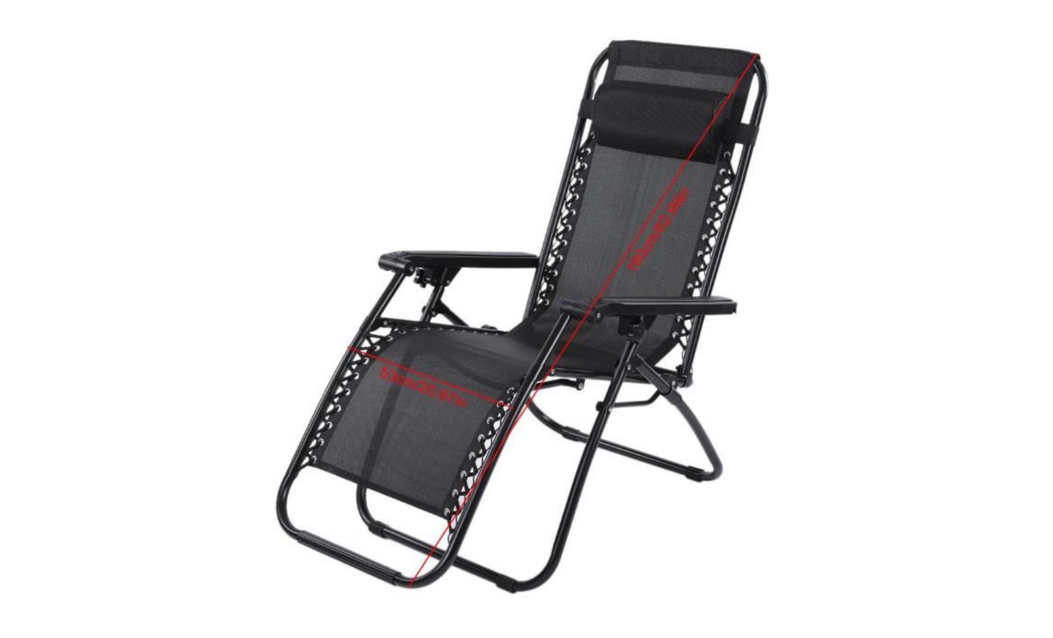 chaise/ fauteuil inclinable pliant, transat de jardin pour balcon, camping, plage （noir） pas cher