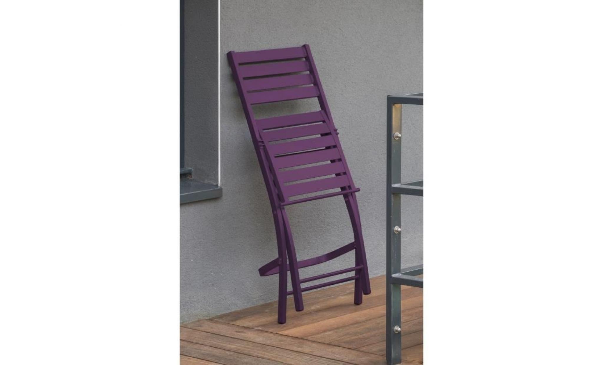 chaise haute pliante de jardin marius   46 x h. 110 cm   aubergine pas cher
