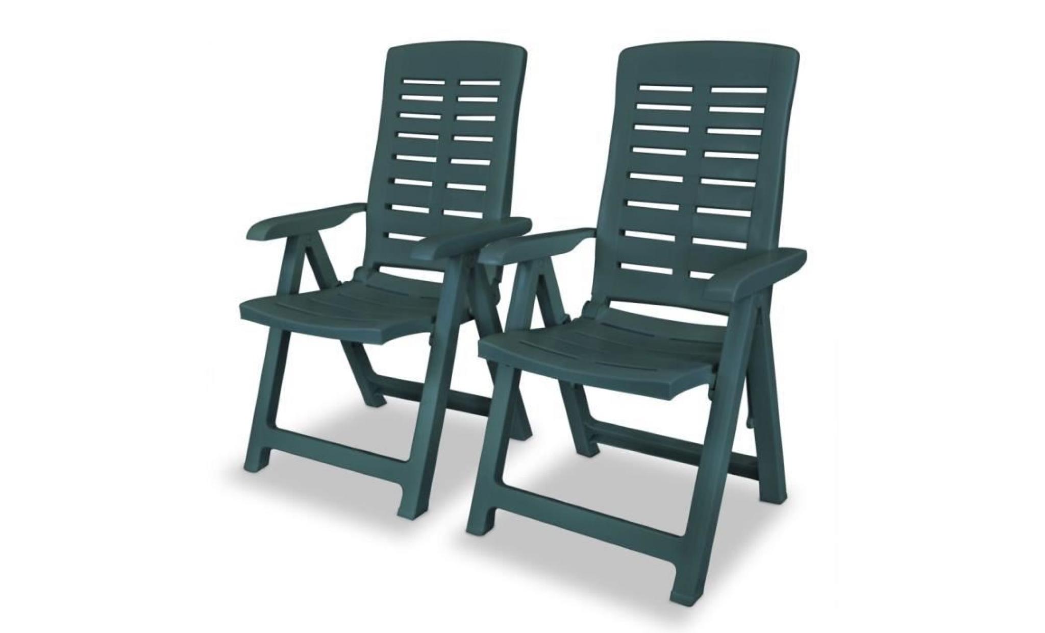 chaise inclinable de jardin 2 pcs 60x61x108 cm plastique blanc