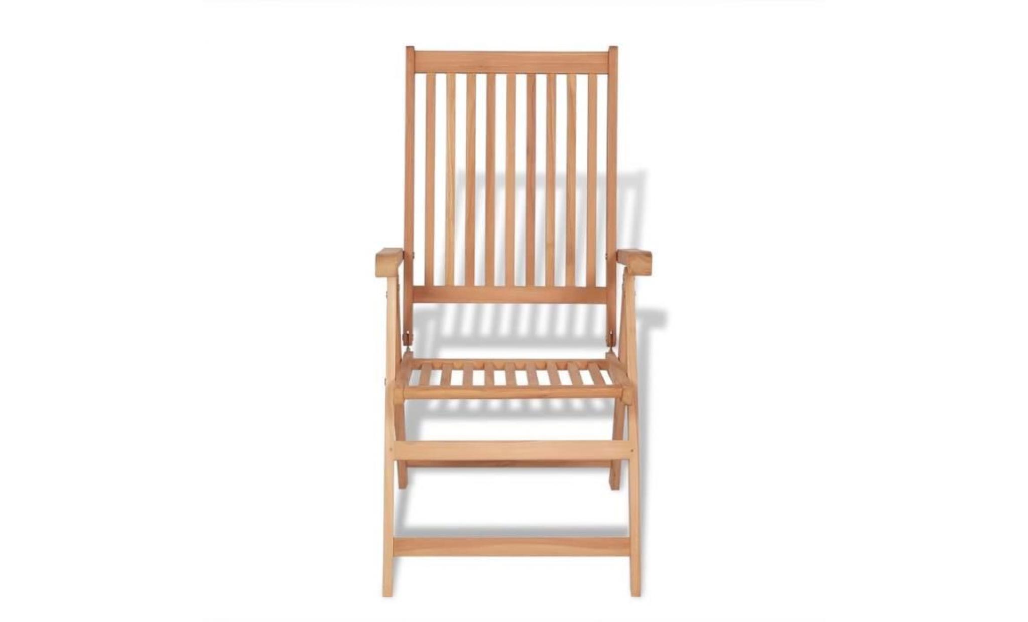 chaise inclinable de jardin 2 pièces bois de teck pas cher