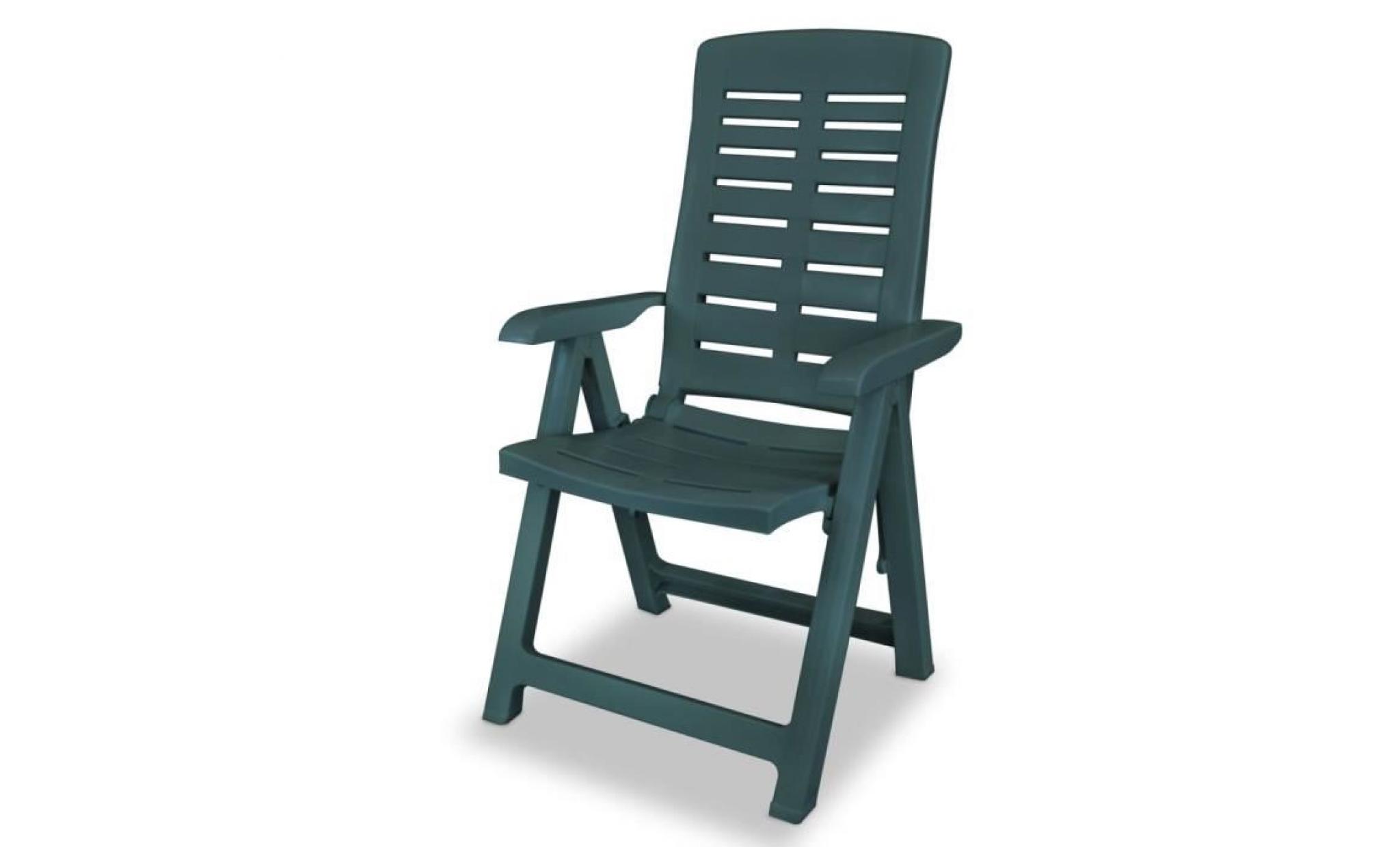 chaise inclinable de jardin 4 pcs 60x61x108 cm chaise pliant plastique vert
